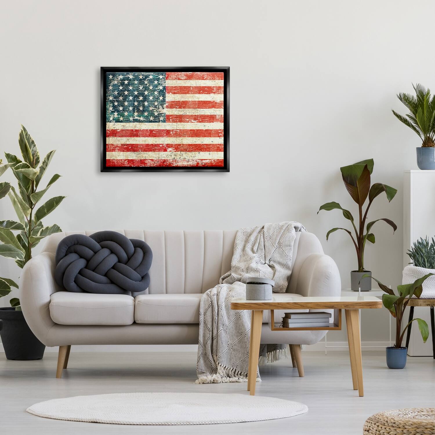 Stupell Industries Rustic American Flag Floater Framed Art