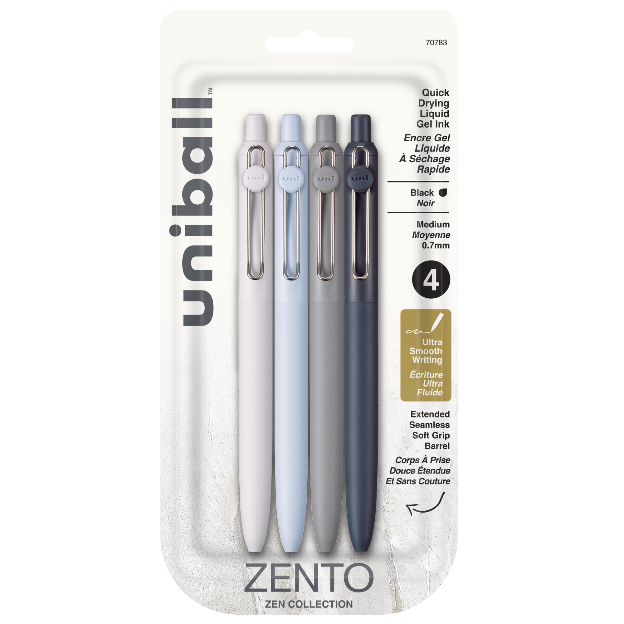 uniball™ Zento Zen Collection 0.7mm Medium Point Black Ink Retractable Gel Pen Set