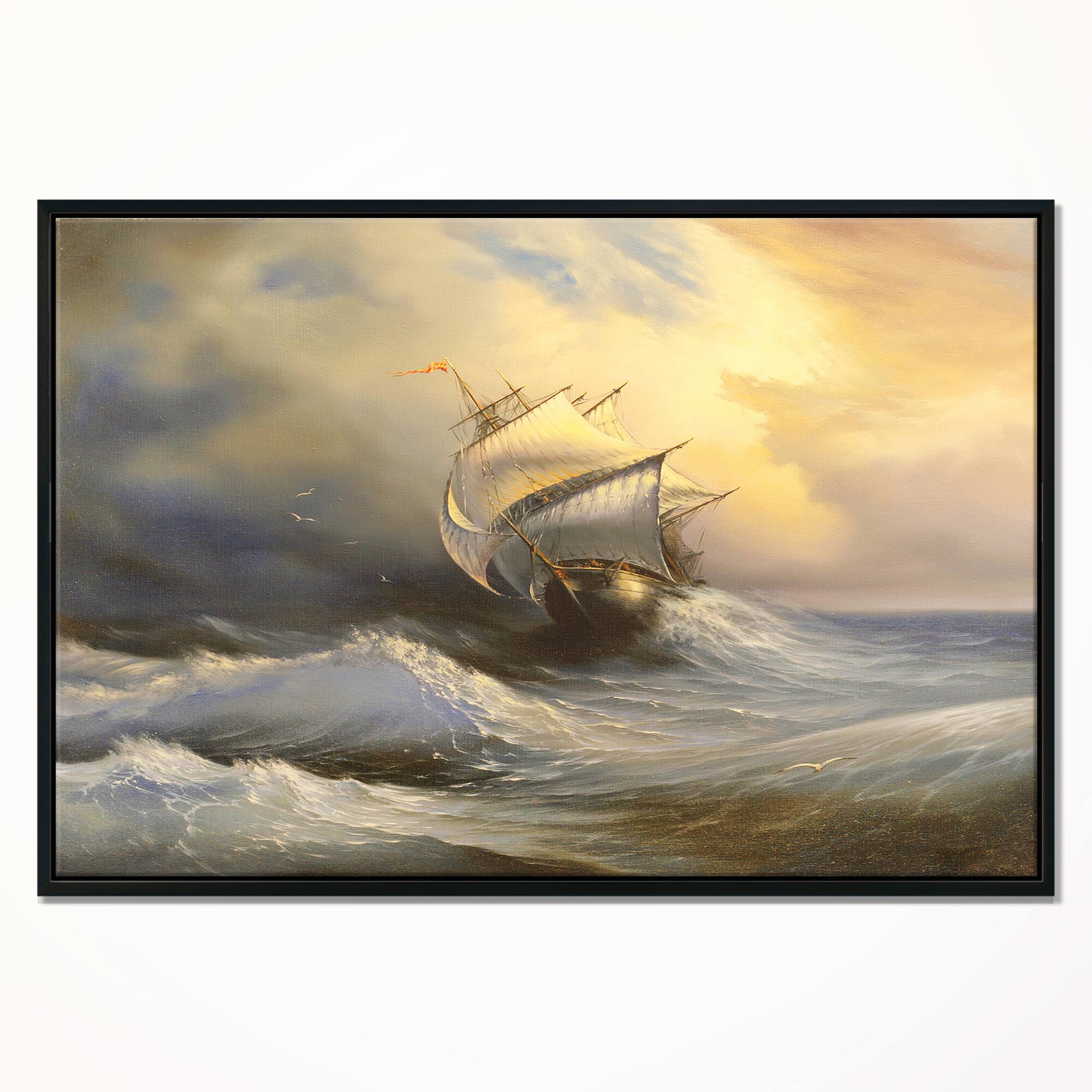 Designart - Vessel in Stormy Sea