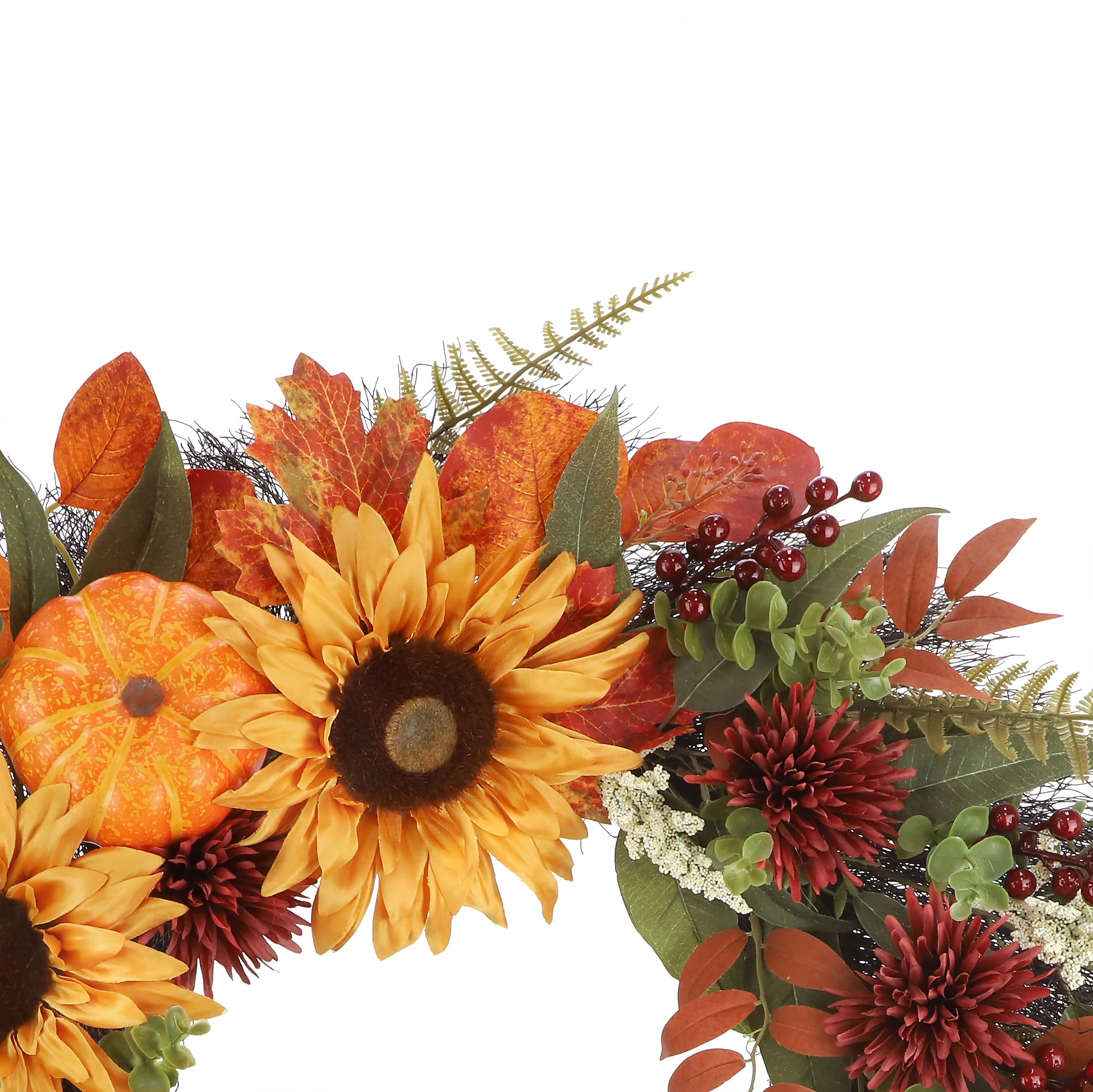22" Yellow Sunflower & Eucalyptus Mix Wreath by Ashland®