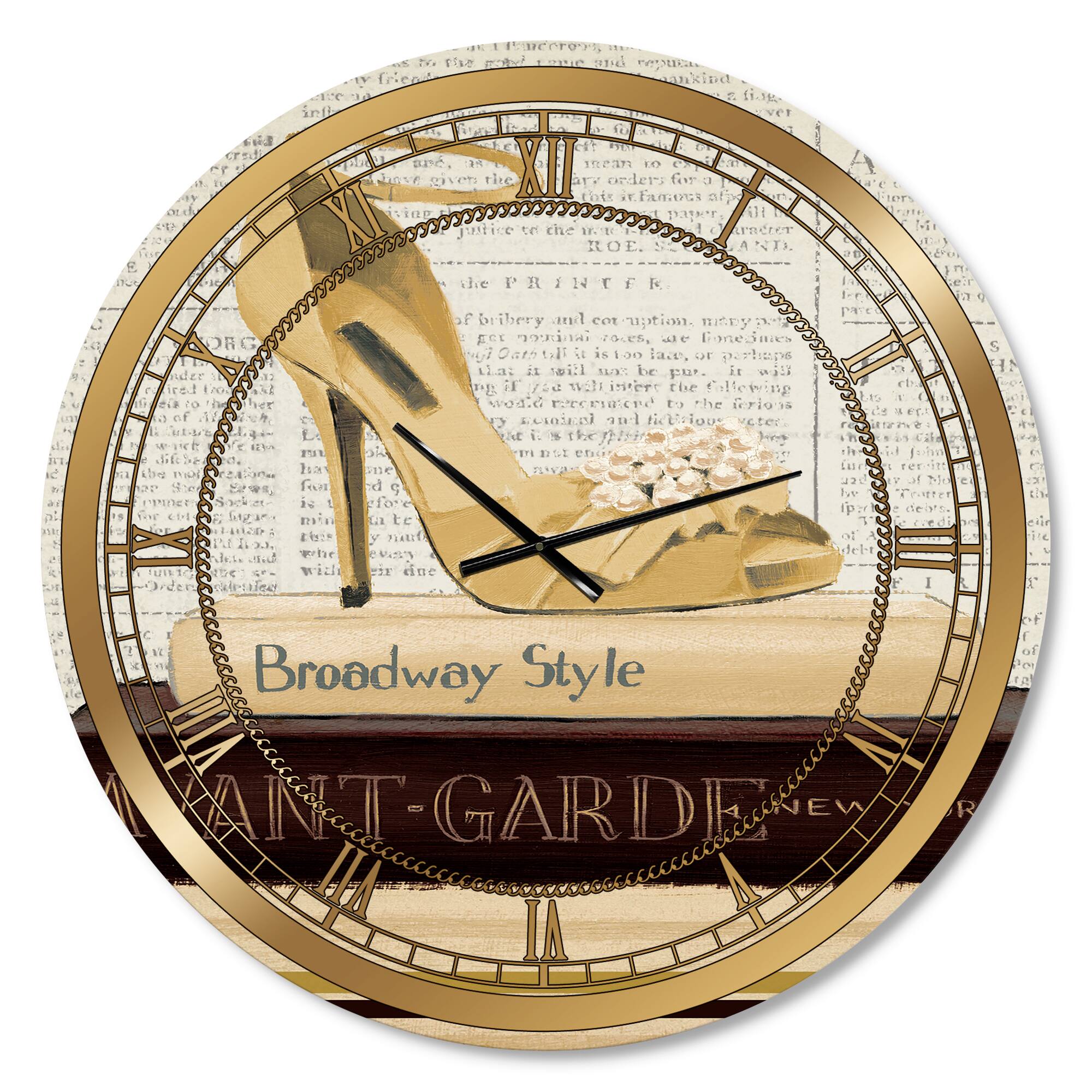 Designart 'Gold Fashion High Hells Iii Glam Wall Clock