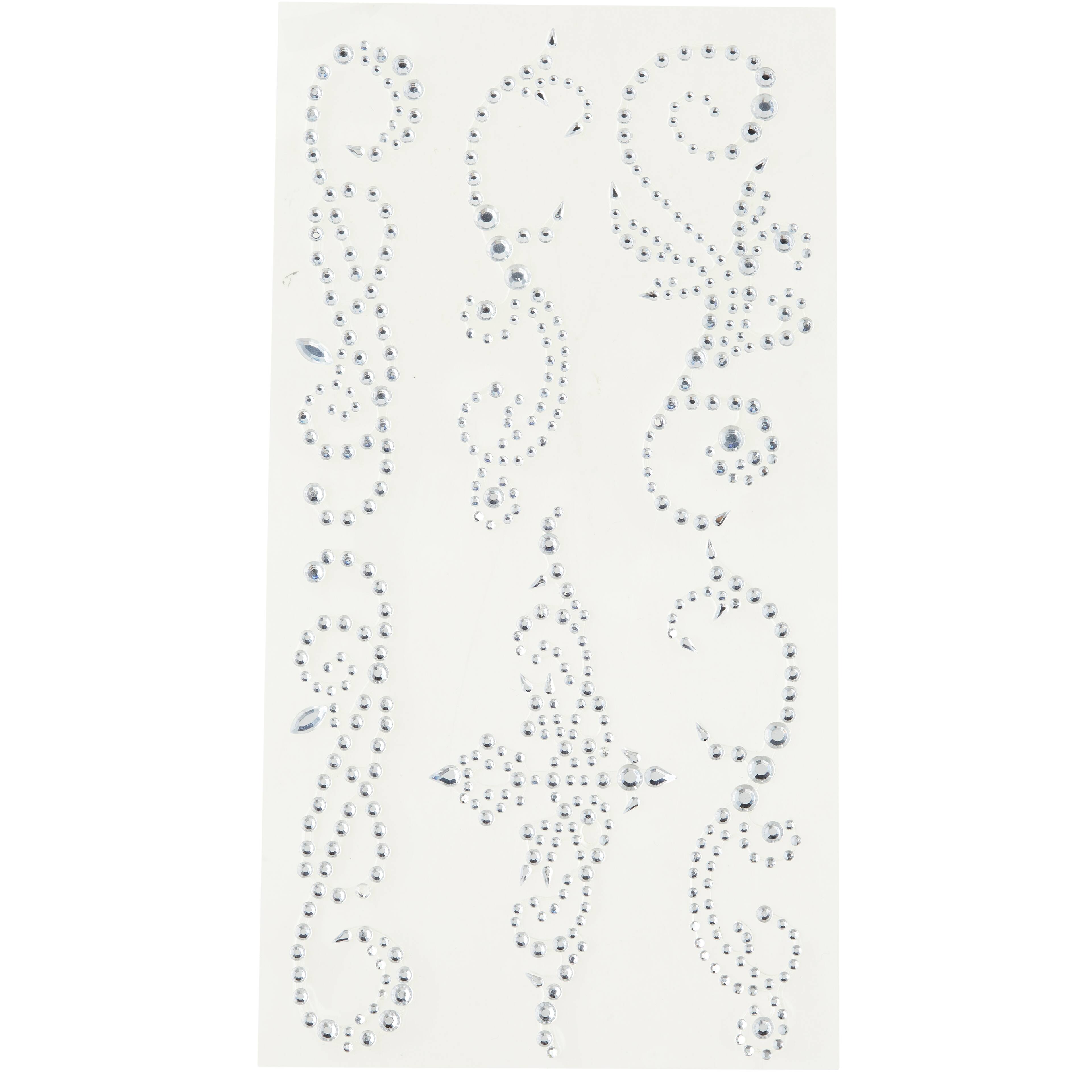 12 Packs: 6 ct. (72 total) Clear Flourish Adhesive Rhinestones by Recollections™