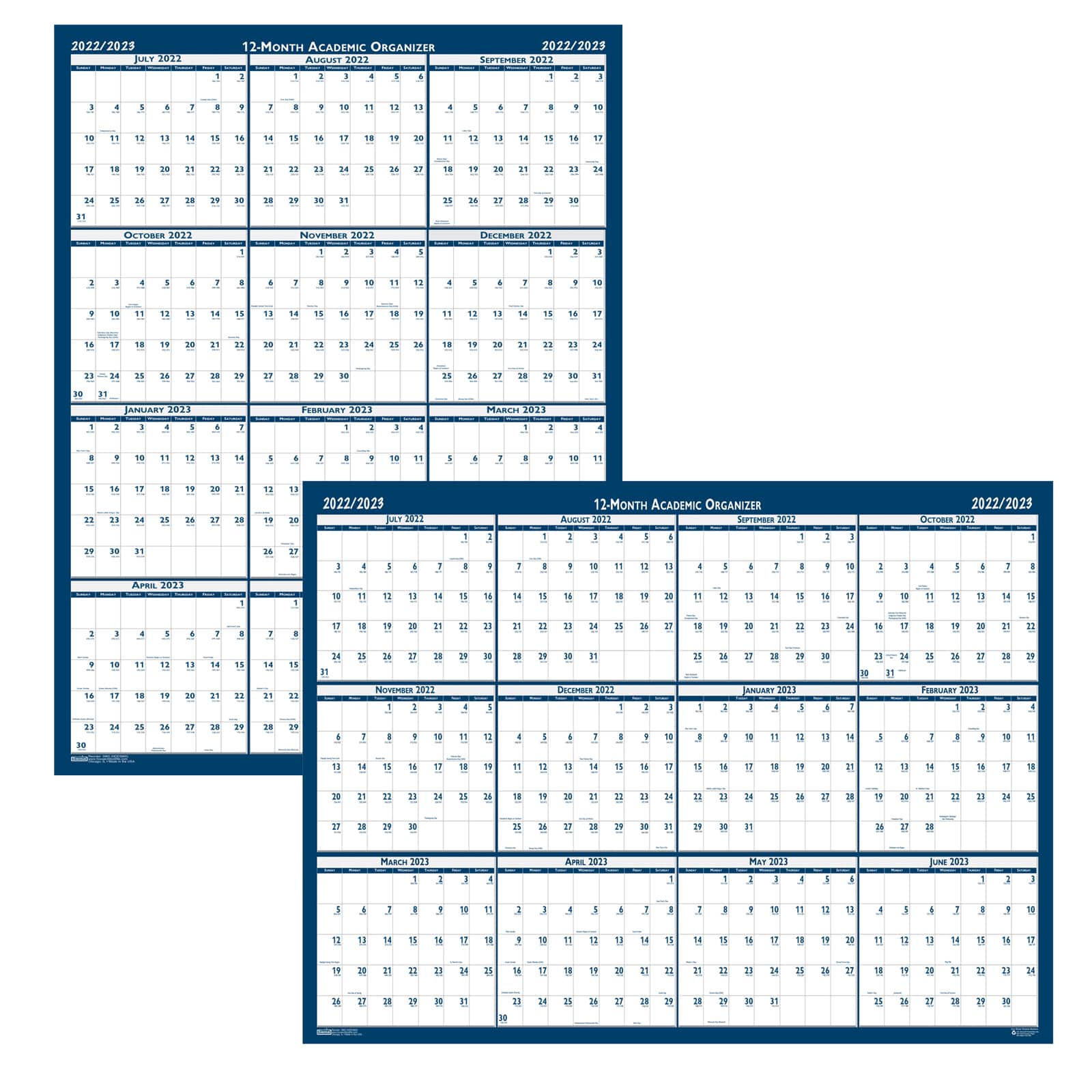 18" x 24" Laminated Reversible Academic Wall Calendar