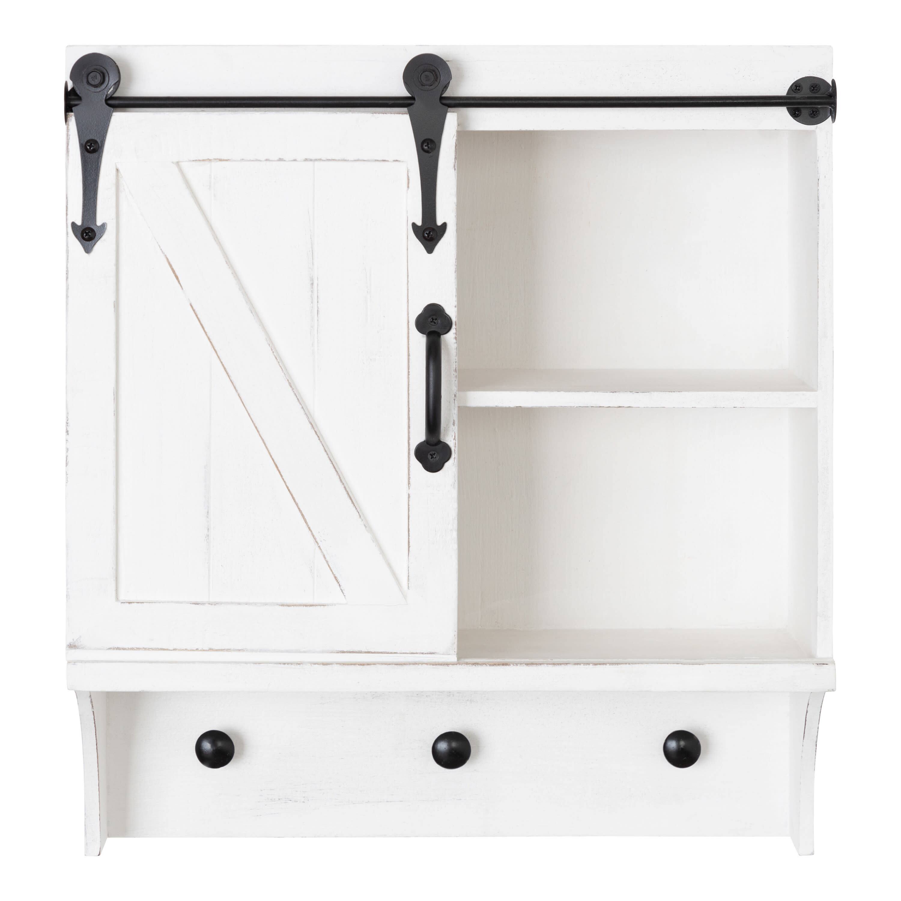 Kate and Laurel Cates Decorative Barn Door Wood Wall Mounted Cabinet