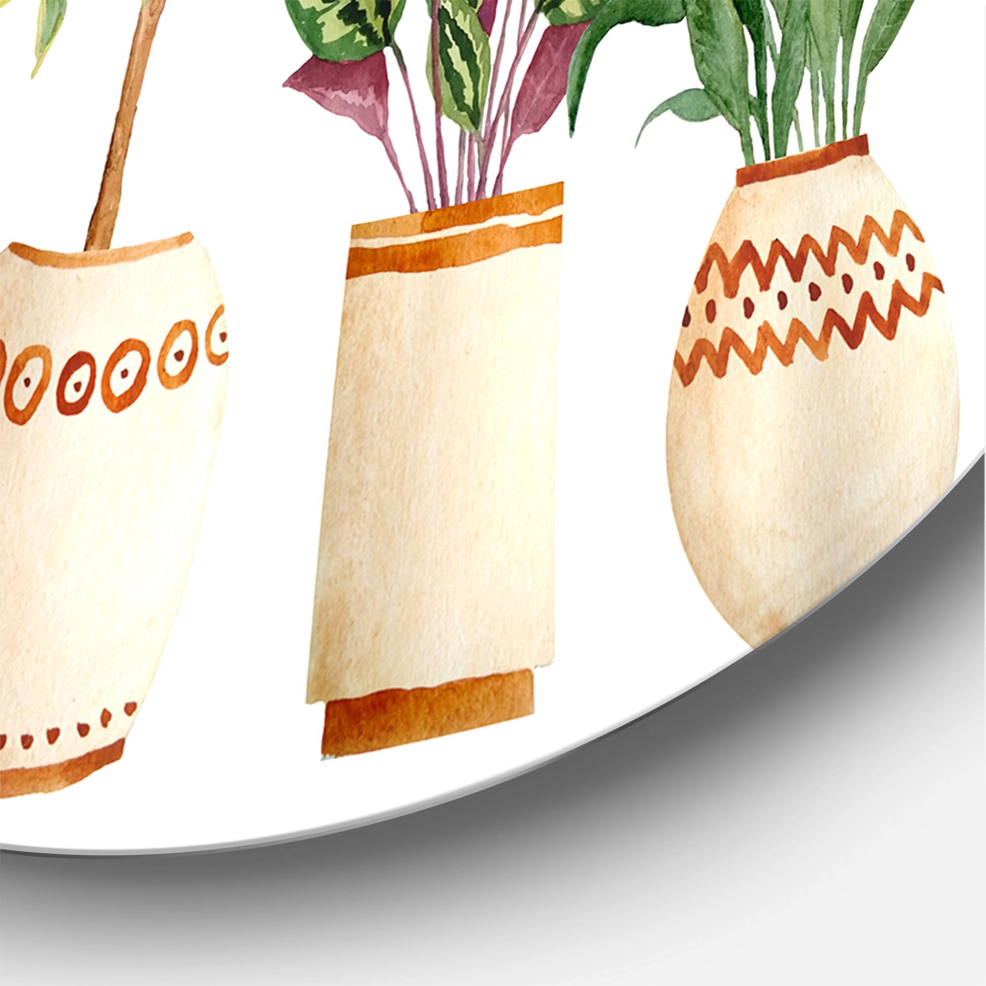 Designart - Trio of Houseplants Sanseviera Snake Plant - Farmhouse Metal Circle Wall Art