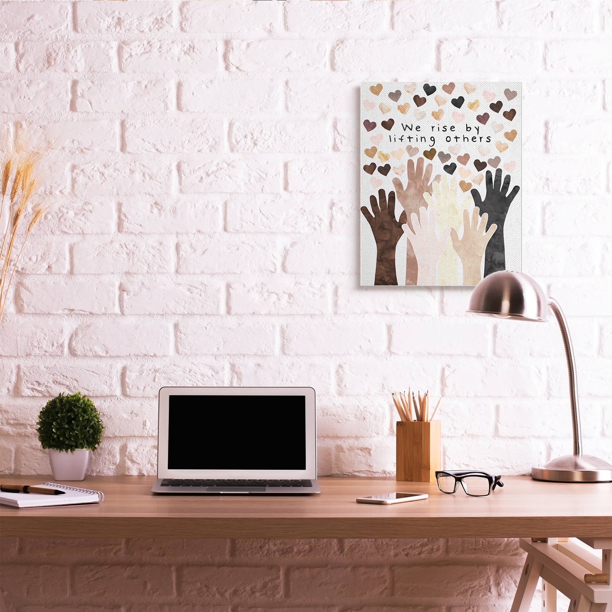 Stupell Industries We Rise by Lifting Others Quote Hands Hearts Canvas Wall Art