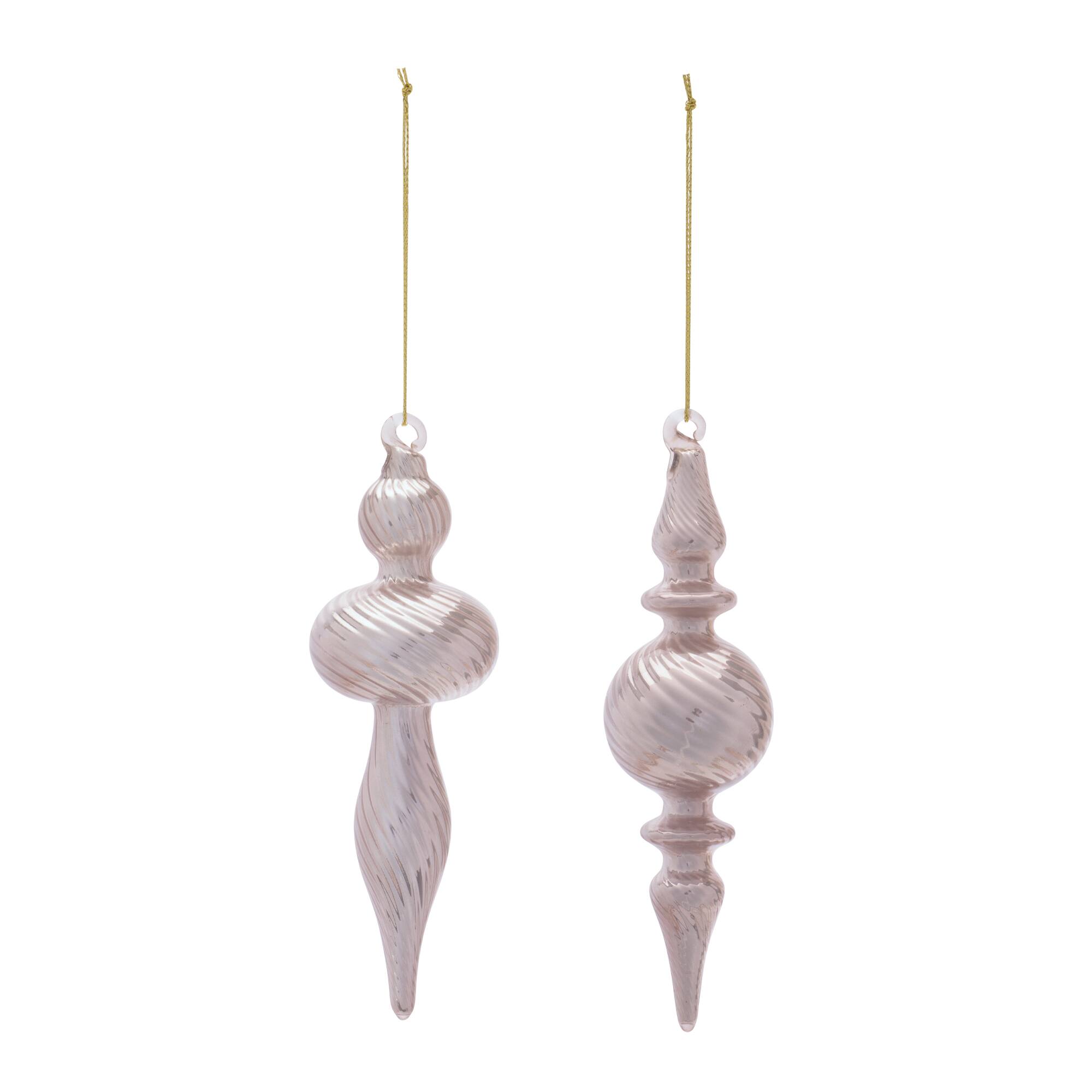 Melrose 6" Glass Finial Ornaments Set