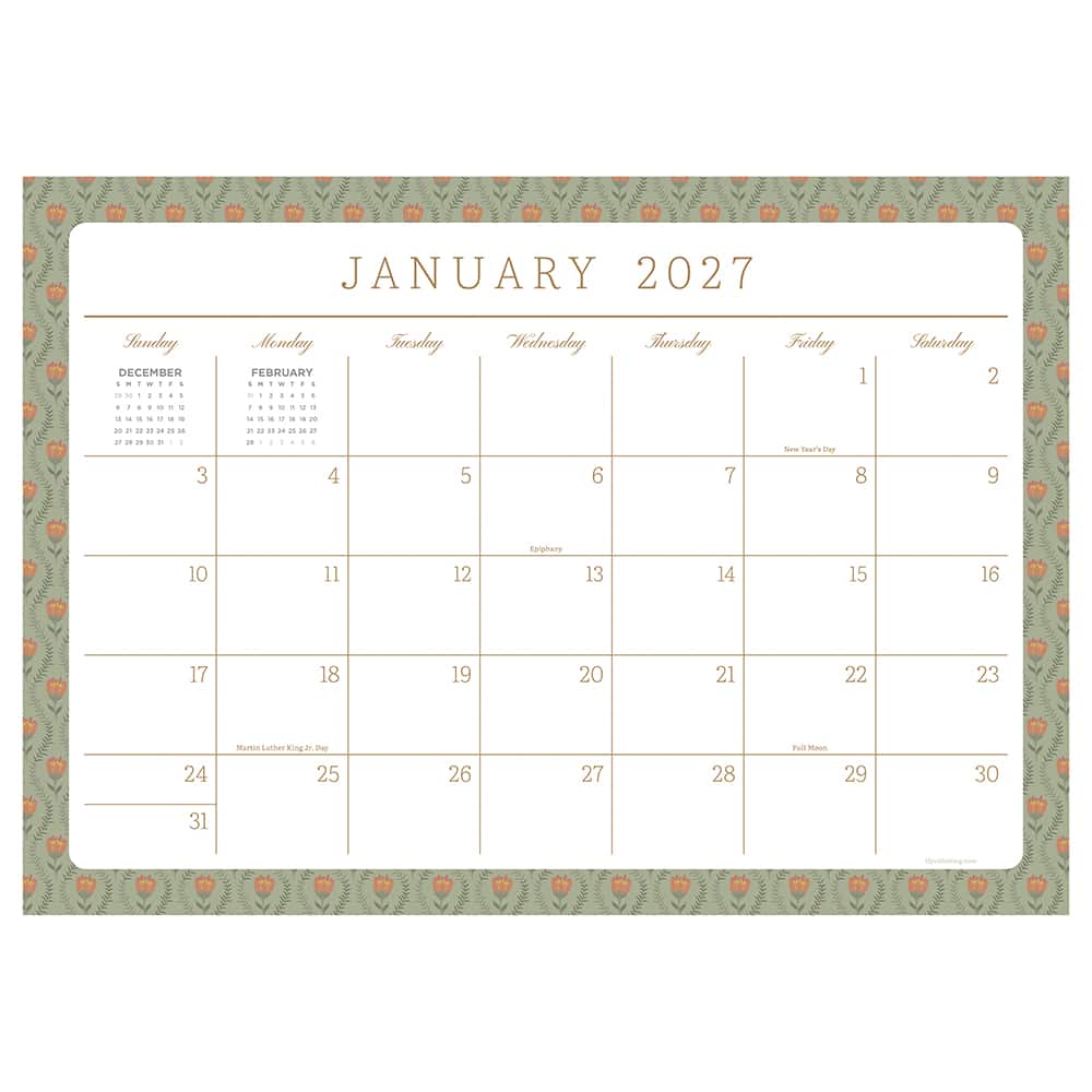 2027 Artisan Legacy Medium Desk Pad Monthly Blotter Calendar