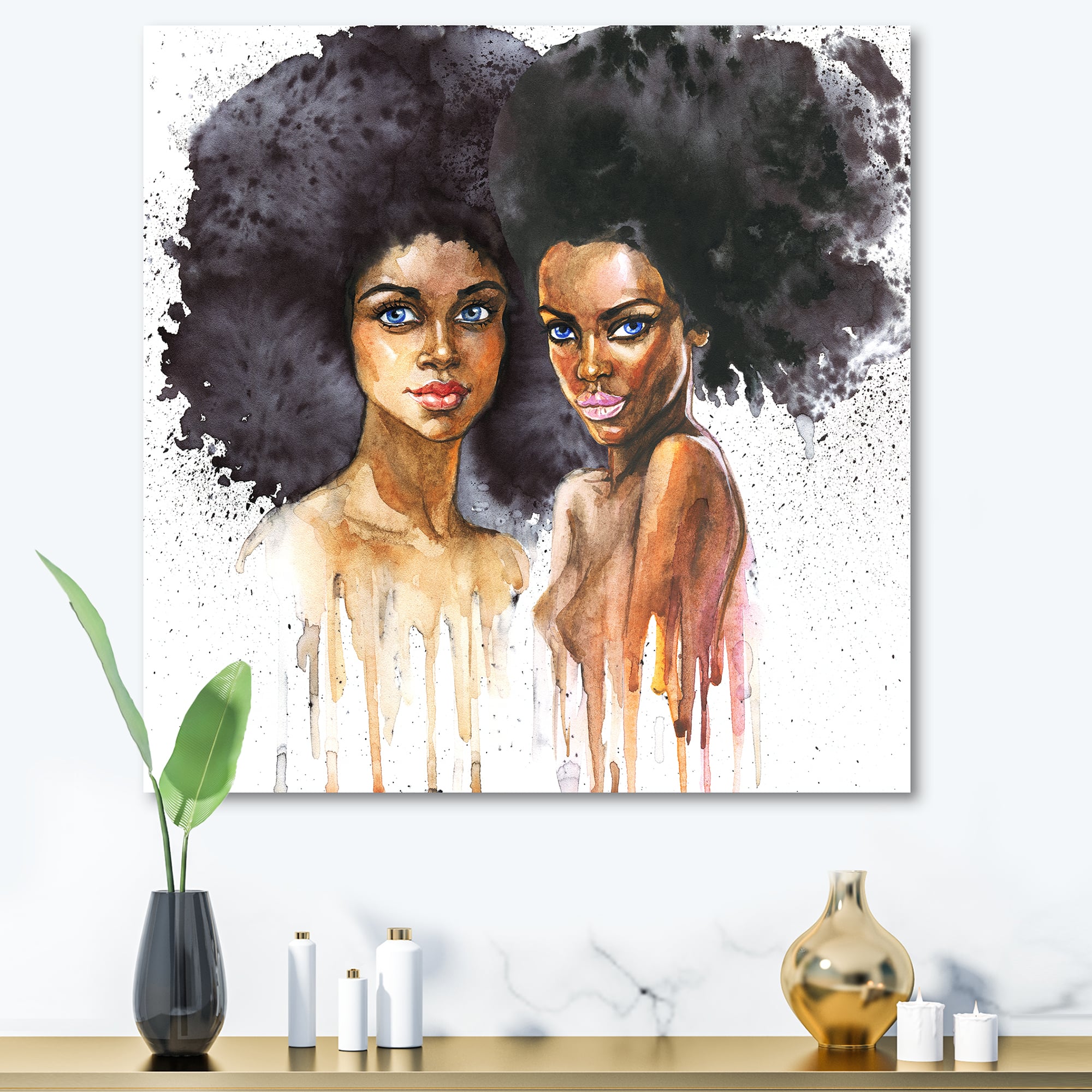 Designart - Portrait of Two African American Women - Modern Canvas Wall Art Print