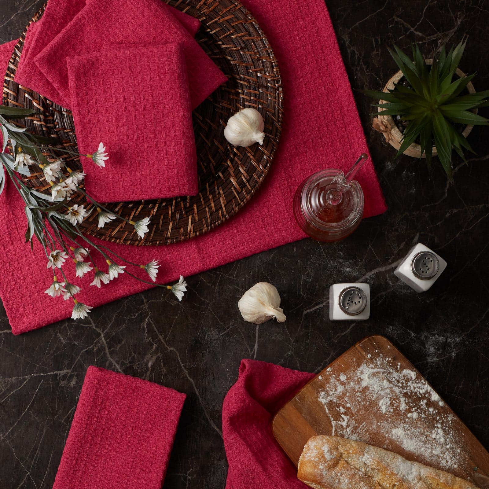 DII® Pink Recycled Cotton Waffle Dish Towels, 6ct.