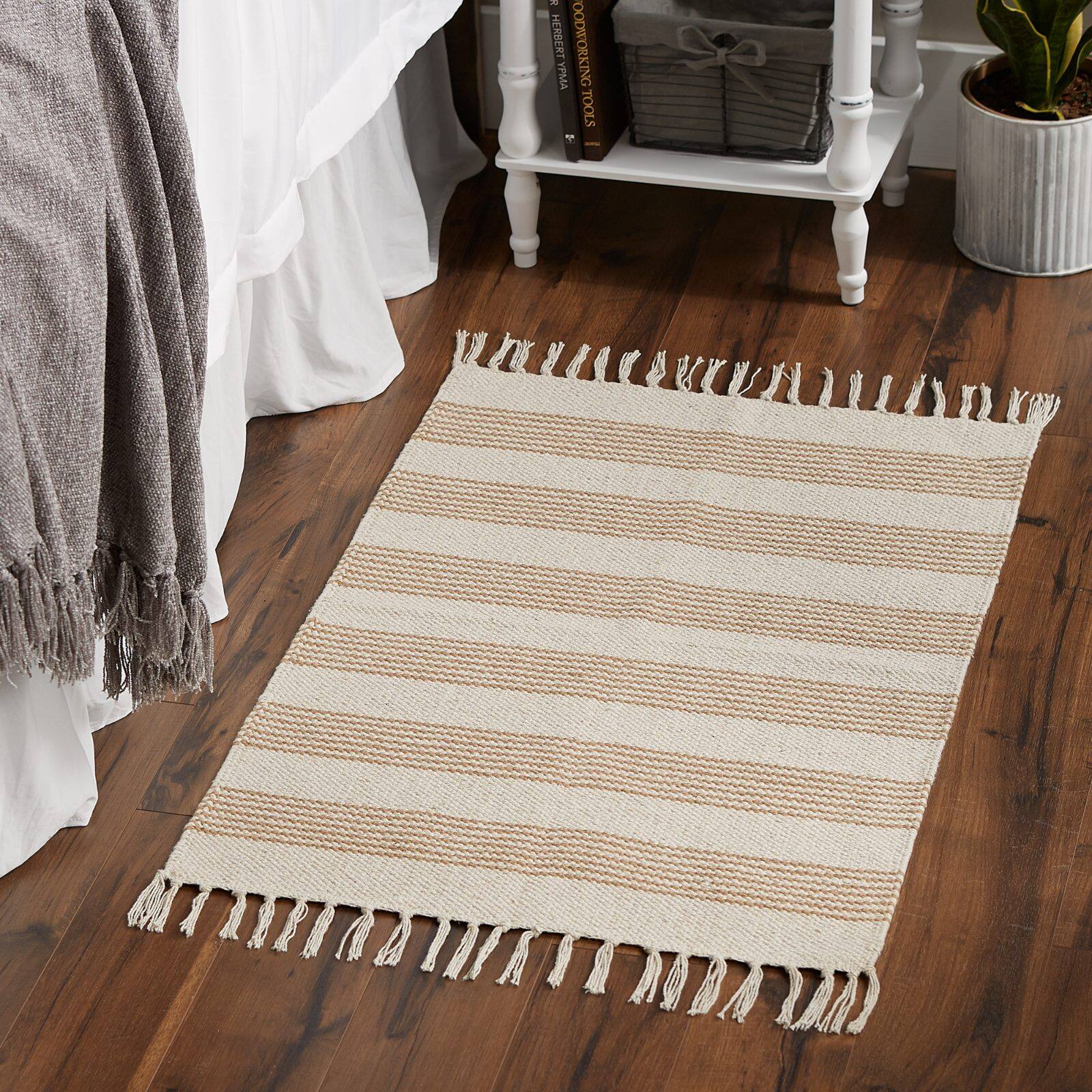 DII® Stone Ticking Stripe Hand-Loomed Rug, 2ft. x 3ft.