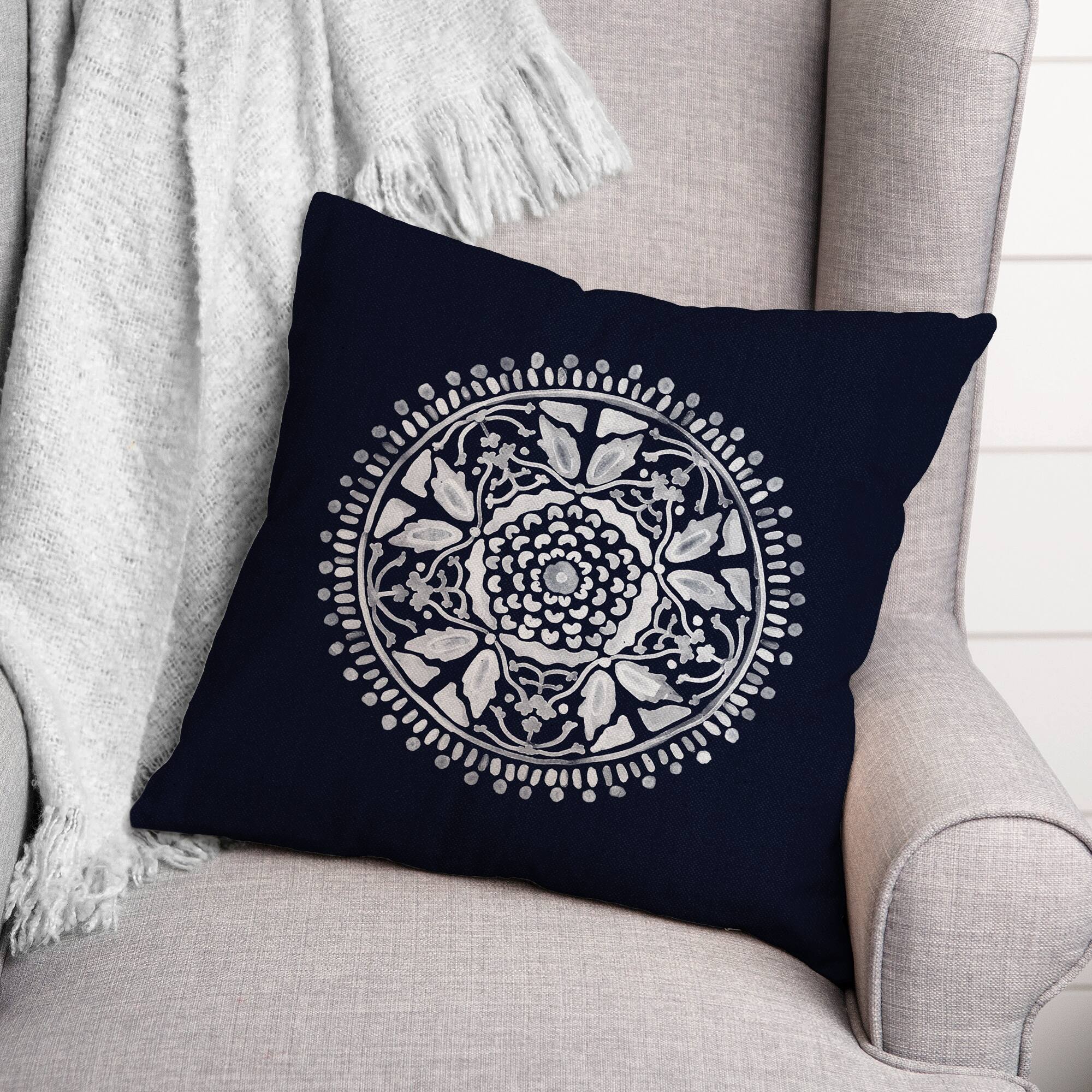 Navy Medallion Throw Pillow 18" x 18