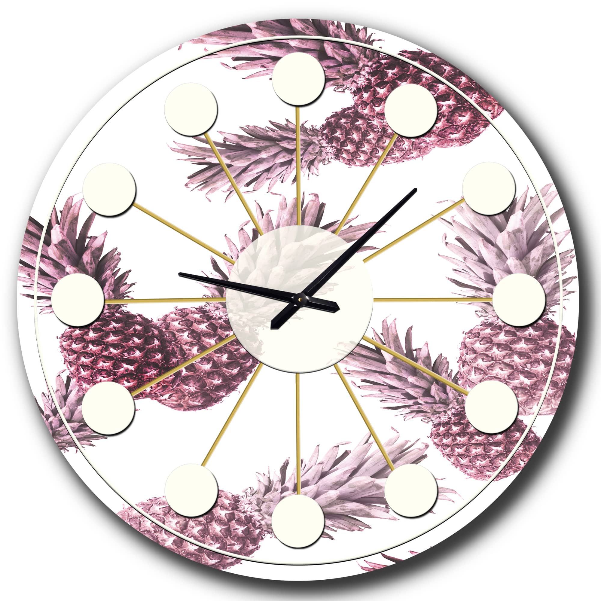 Designart 'Pineapple Summer Bliss Iii Mid-Century Modern Wall Clock
