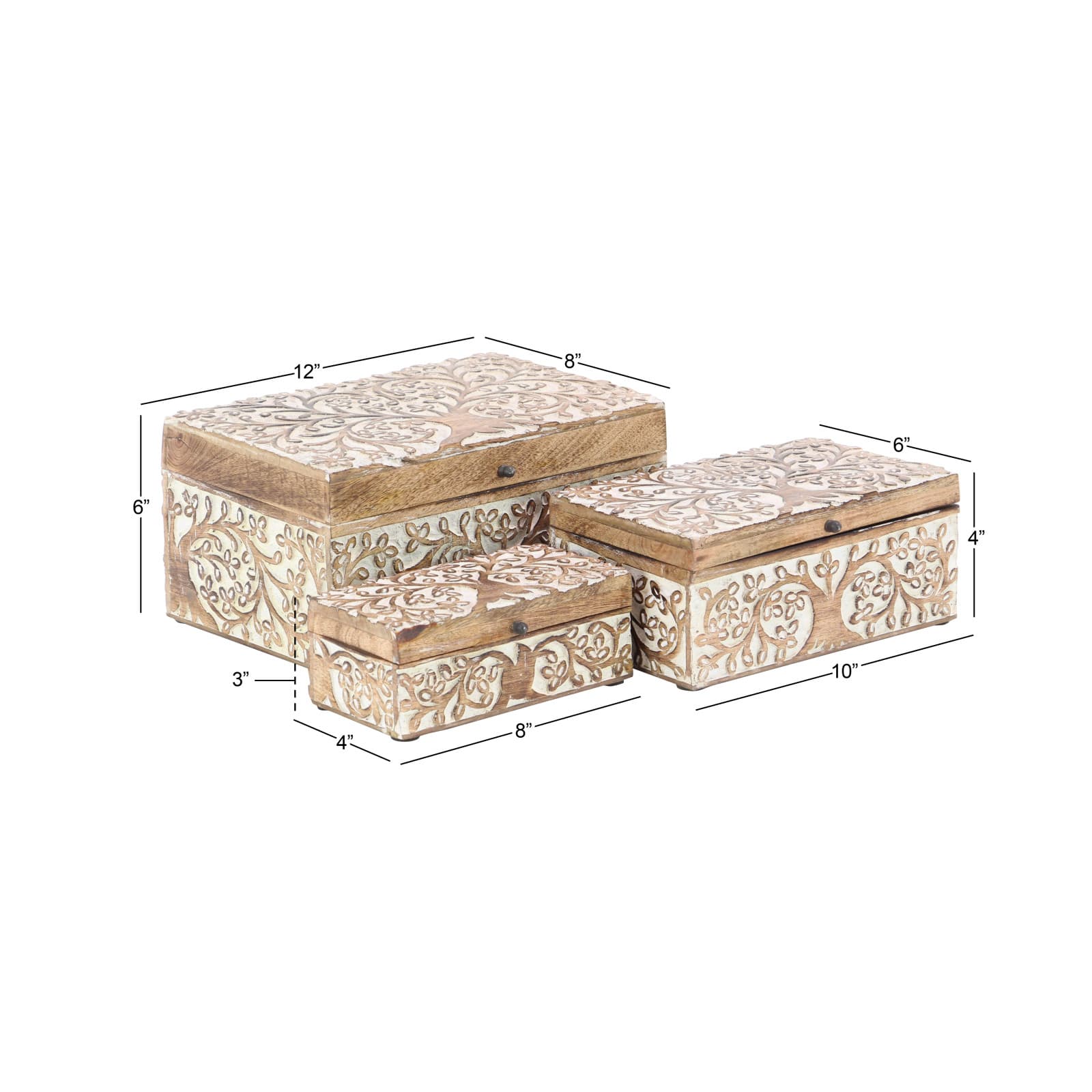 Natural Wooden Botanical Decorative Box Set
