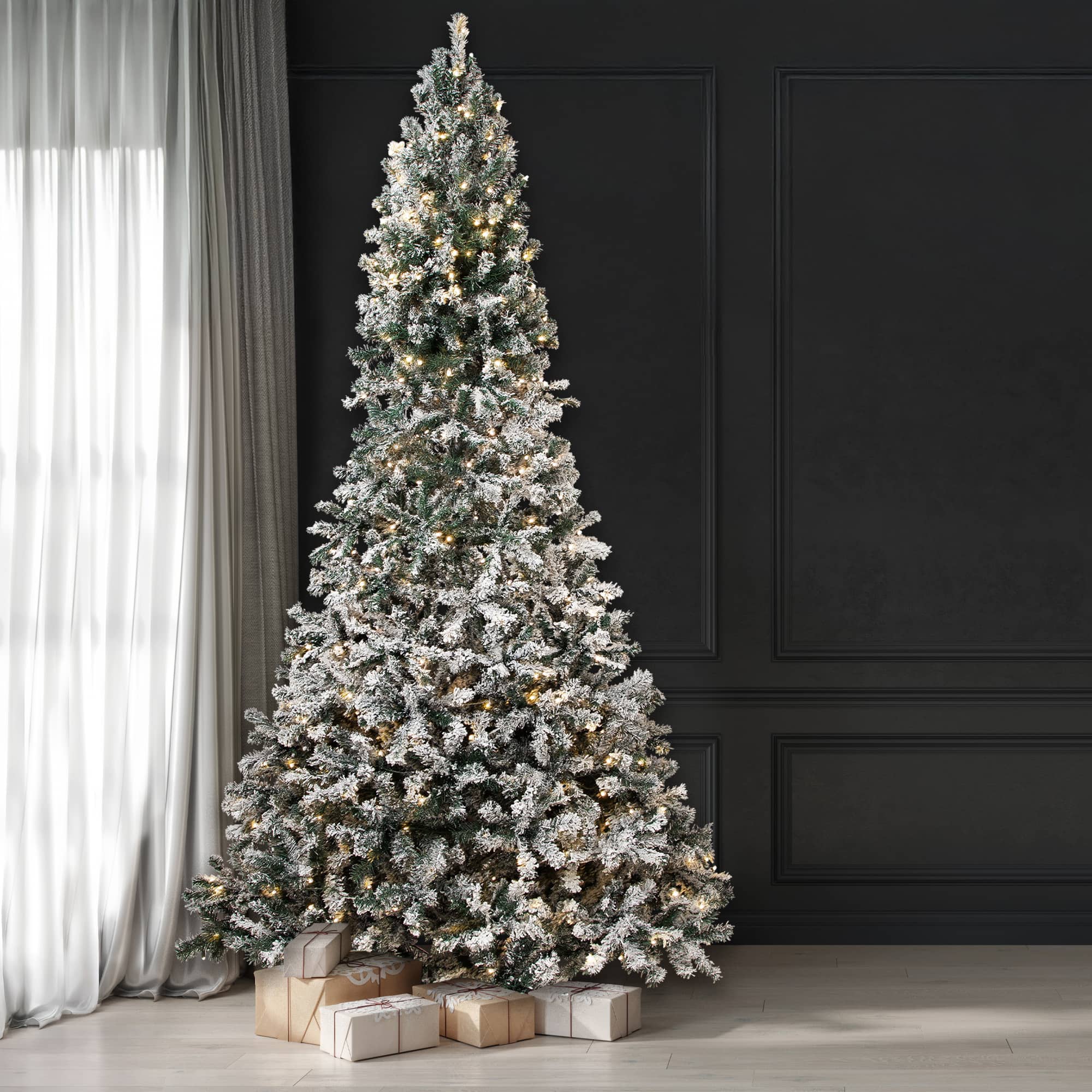 9Ft Pre-Lit Flocked Pine Artificial Christmas Tree, Warm White LED Lights By Northlight | 9 ft | Michaels®