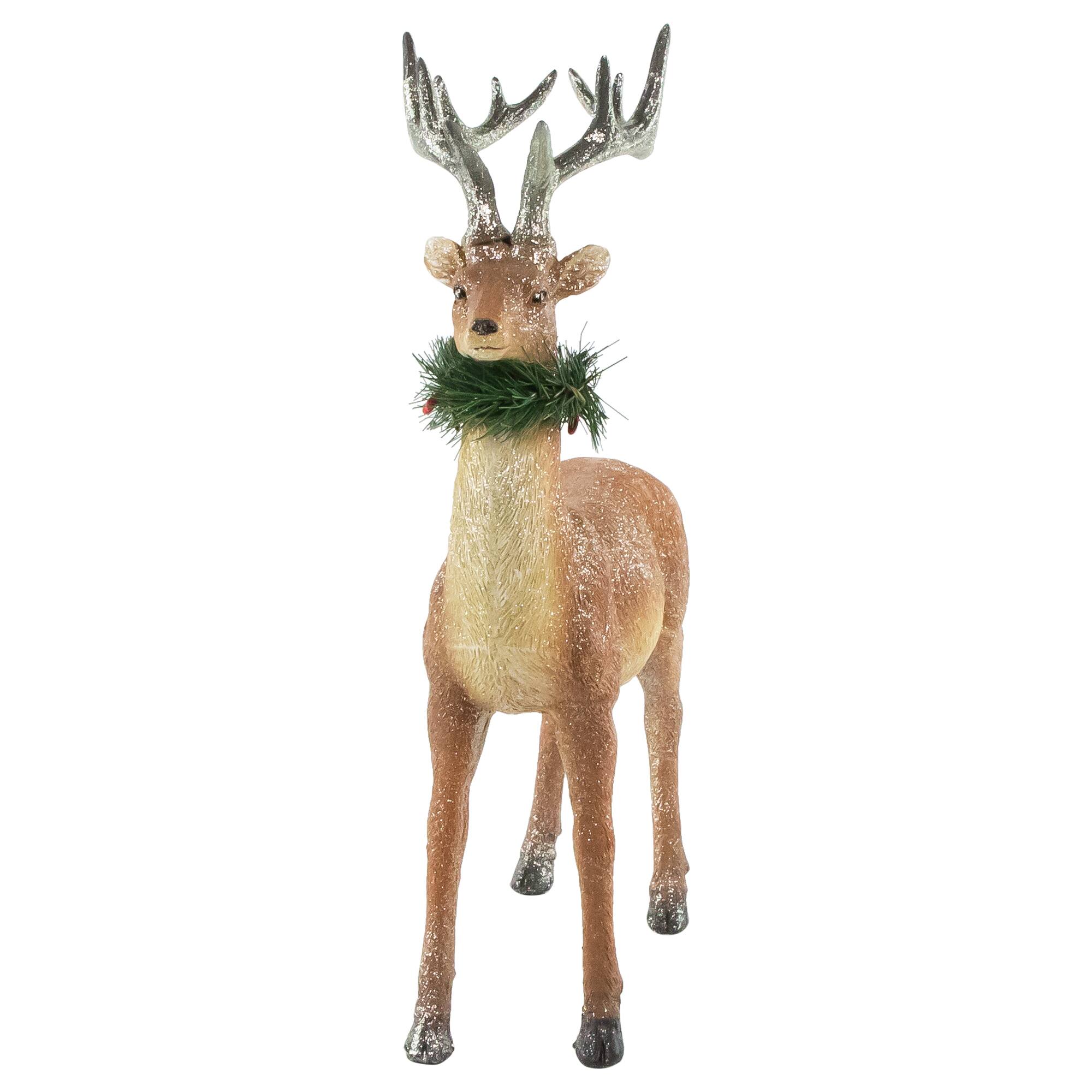 15.5" Glittered Brown Standing Christmas Decoration