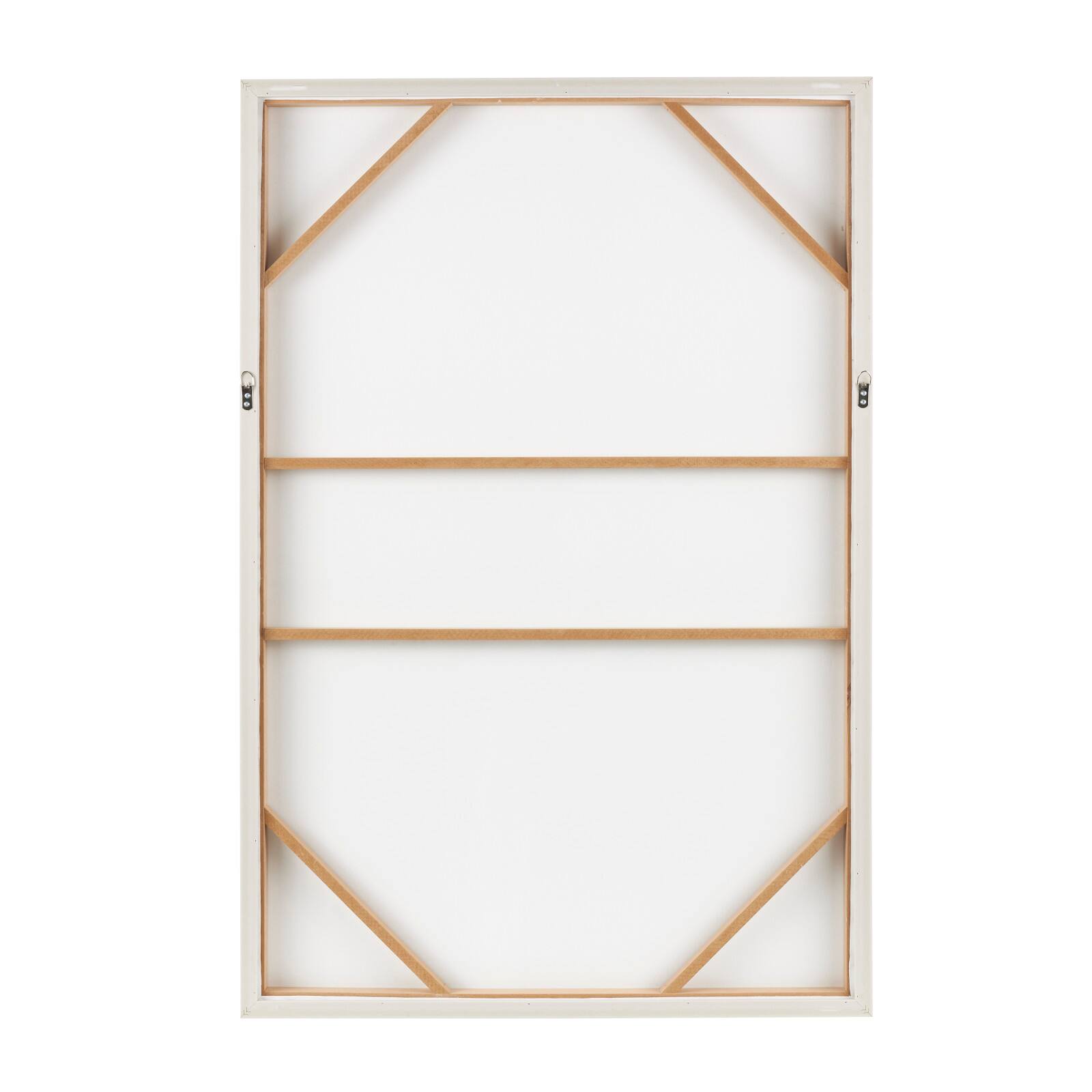 33" x 49", White Wooden Geometric Home Wall Décor with Abstract Circles and Brown Wooden Frame
