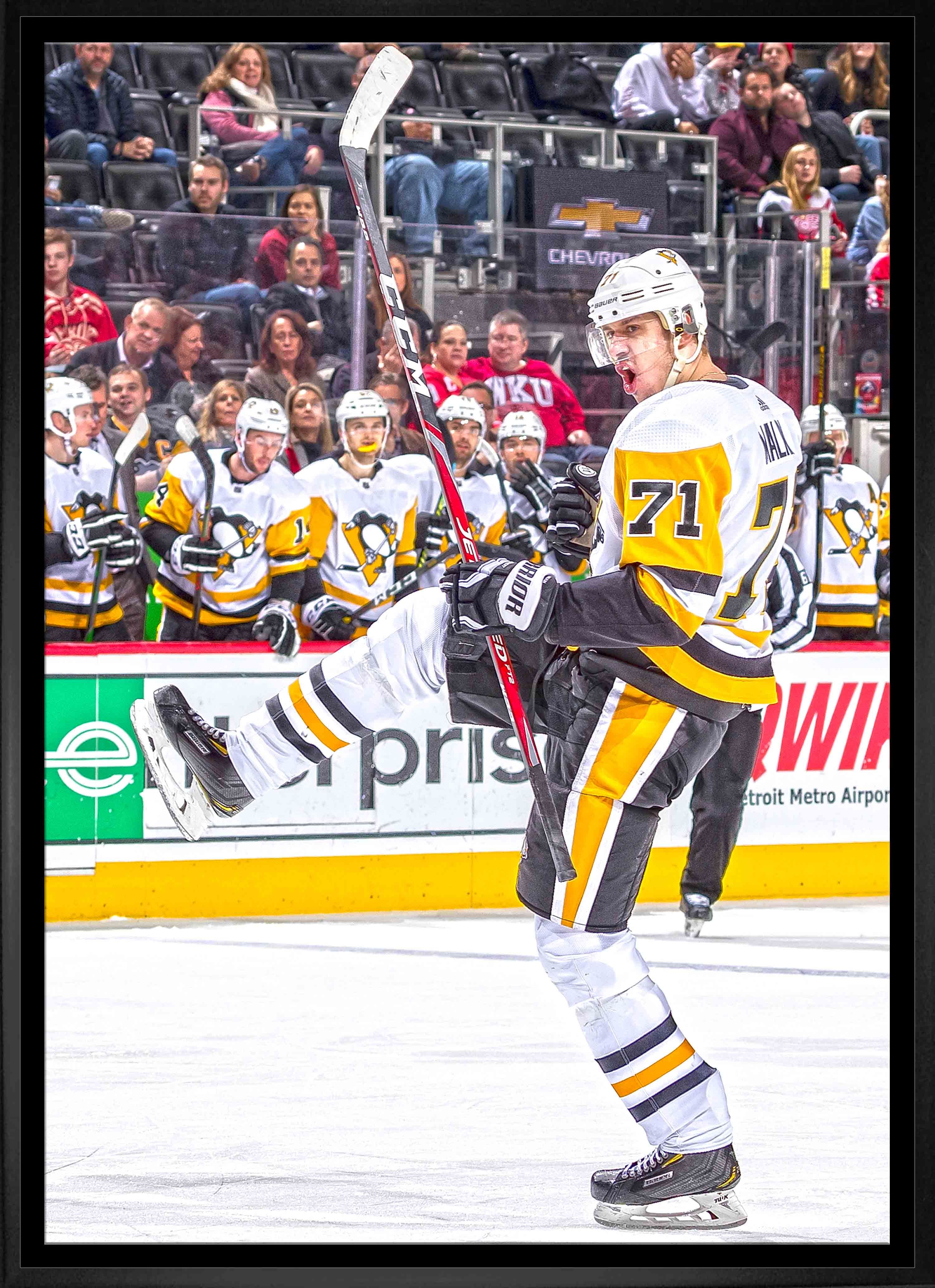 Evgeni Malkin Pittsburgh Penguins Framed 20" x 29" Goal Celebration Canvas 22.5" x 31.5"