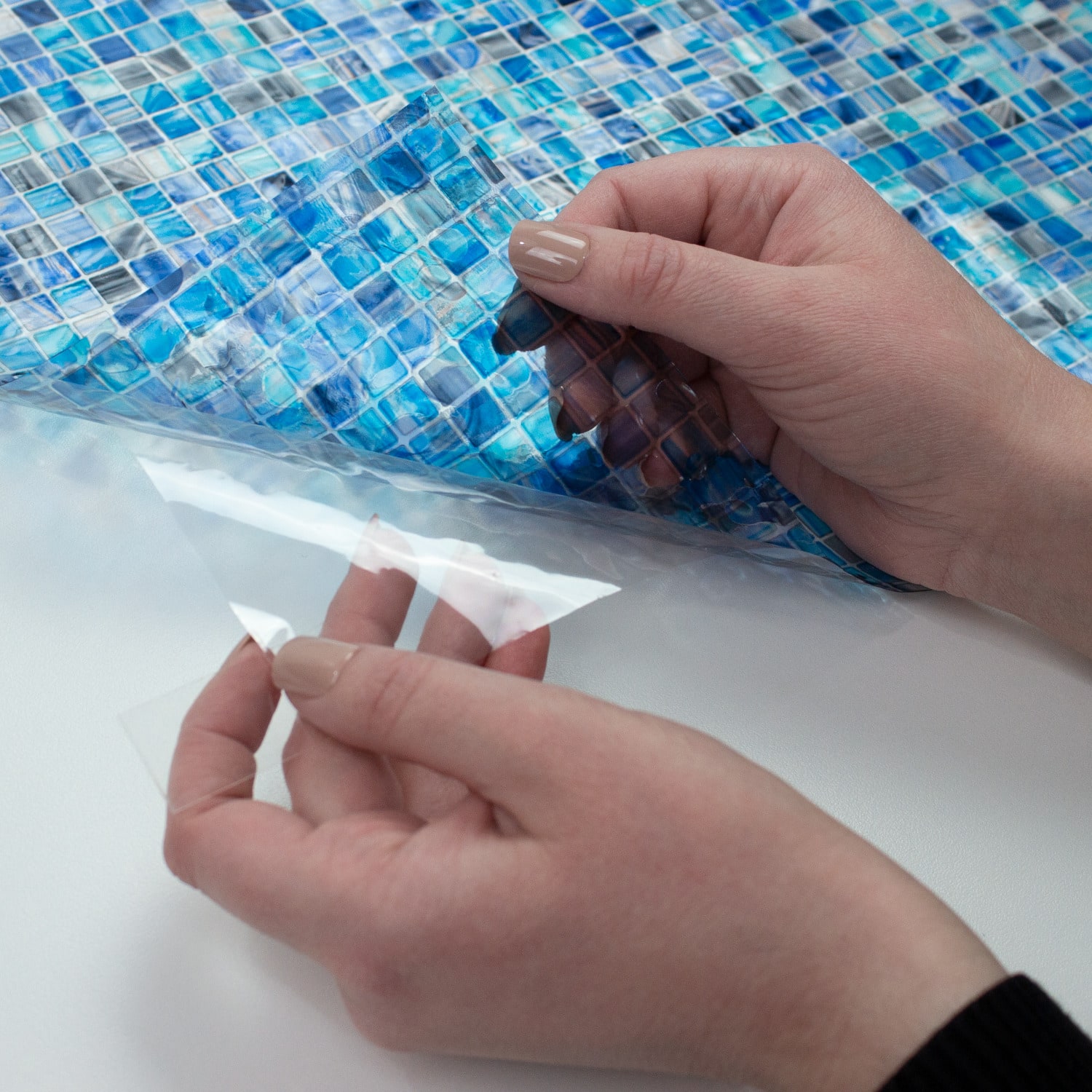 RoomMates Blue Mosaic Privacy Window Film