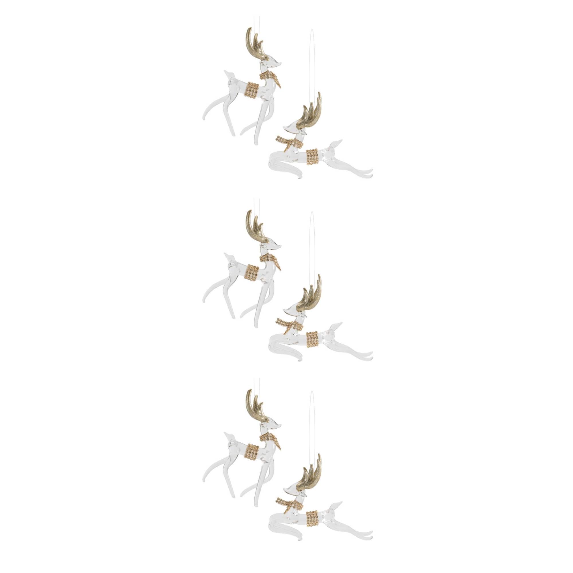 Melrose Gold Glass Deer Ornaments Set