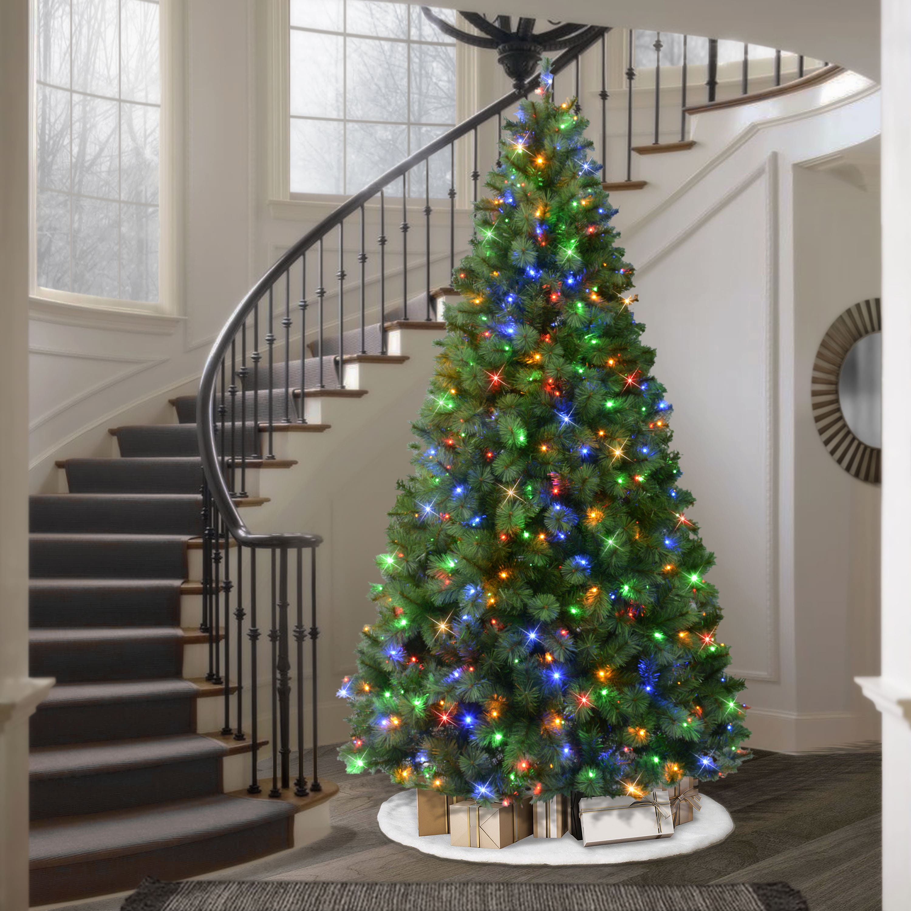 9ft. Pre-Lit Green Artificial Wyoming Pine Tree, Multi-Function LED Lights