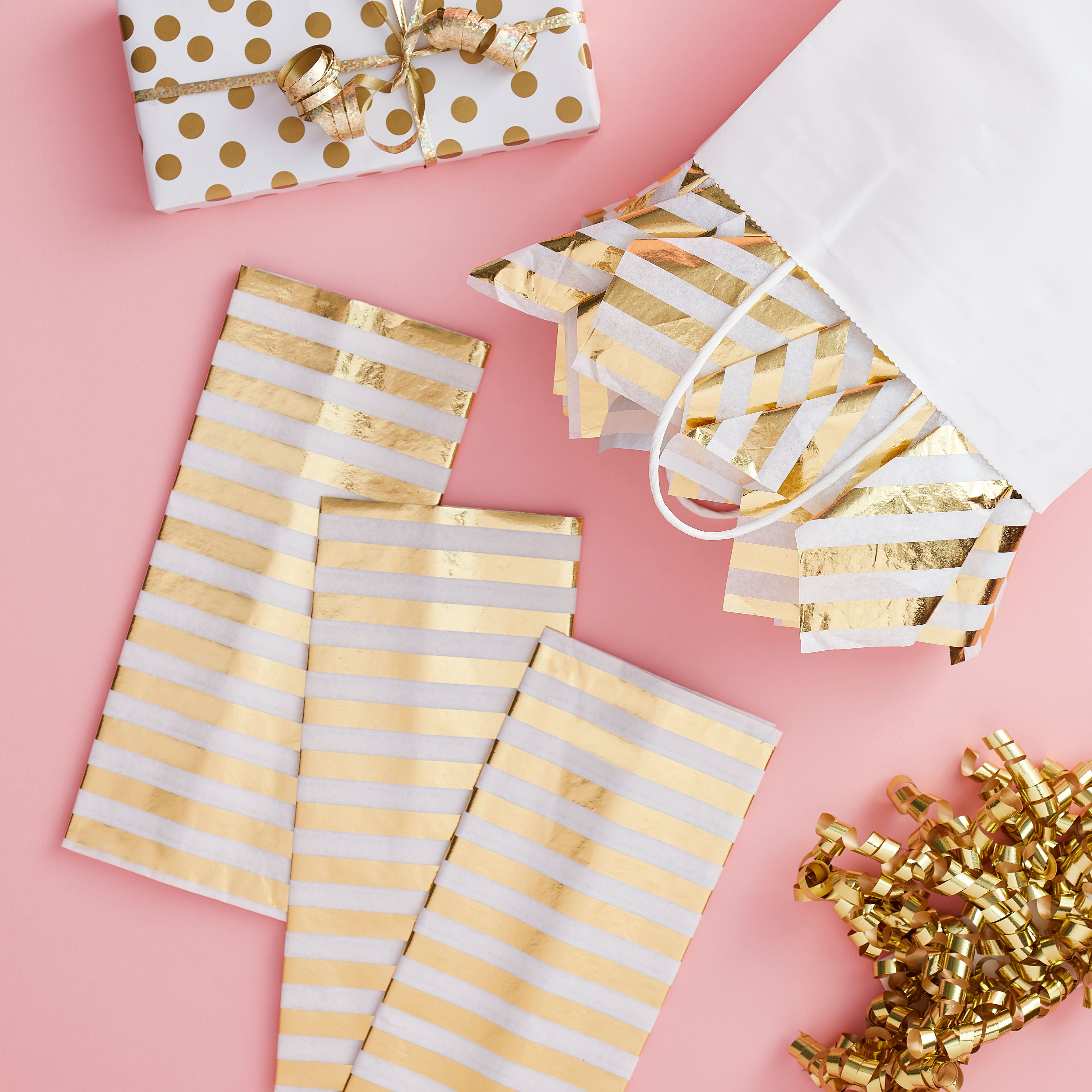 White & Gold Striped Tissue Paper Sheets by Celebrate It™