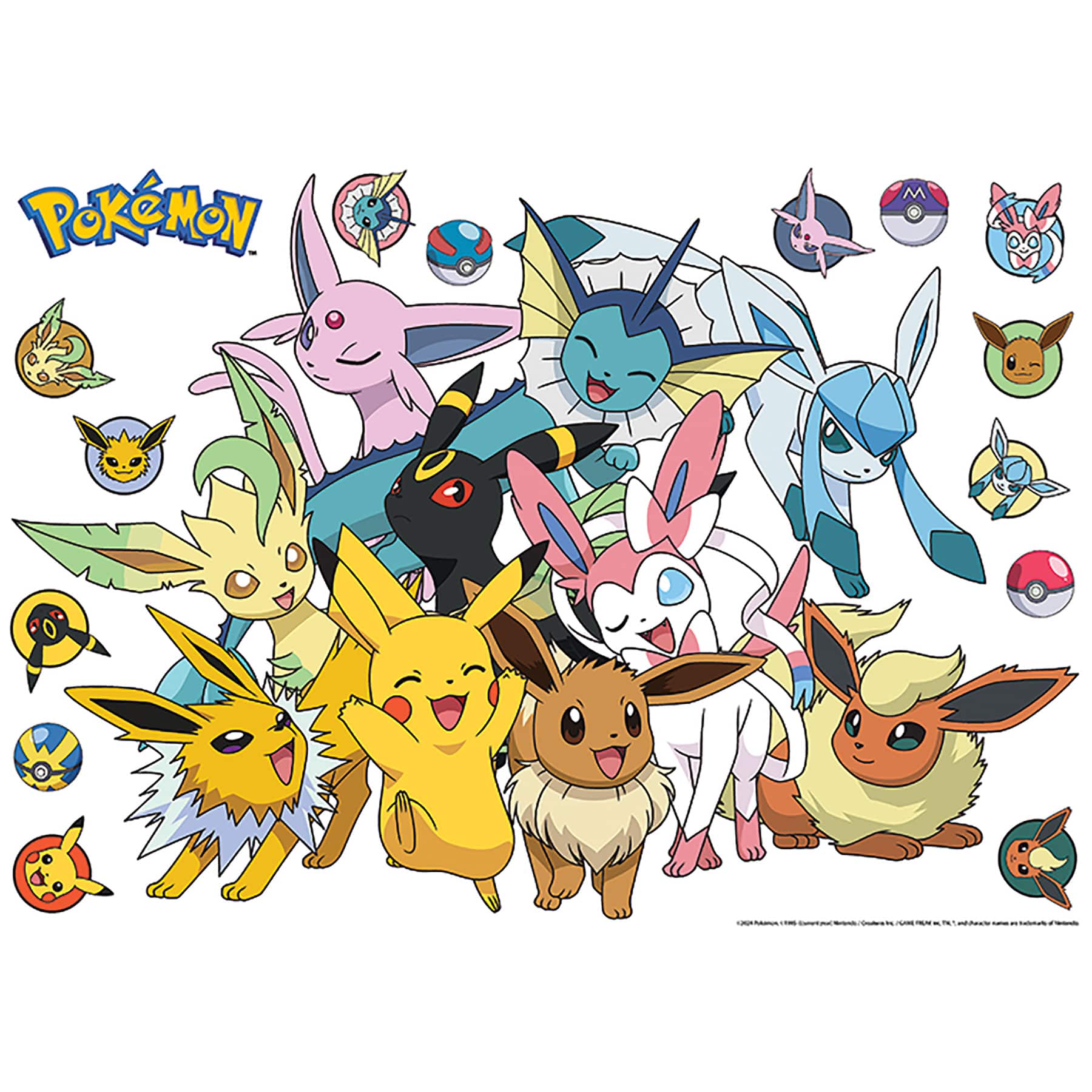 RoomMates Pokemon Eevee Evolutions Multicolor Wall Decals