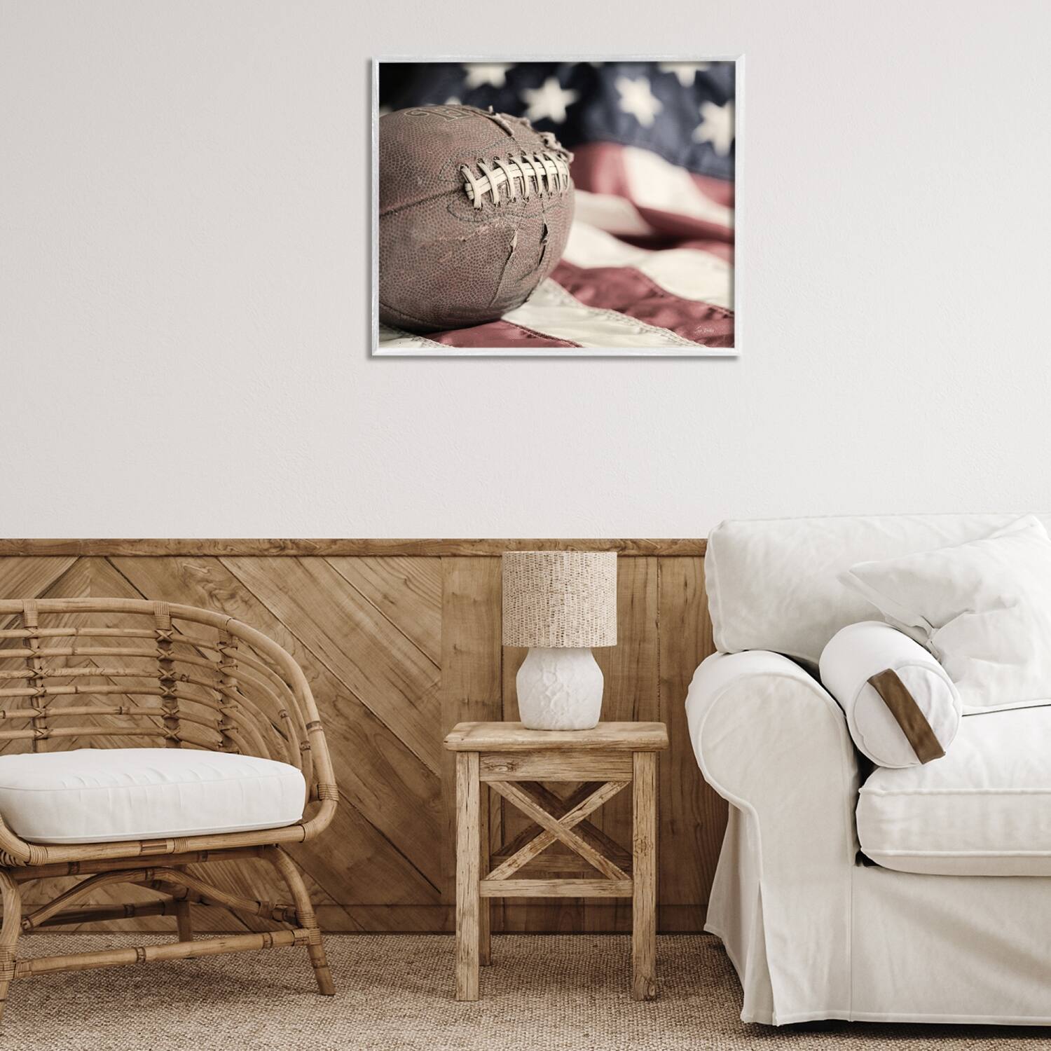 Stupell Industries Football & American Flag Framed Giclee Art