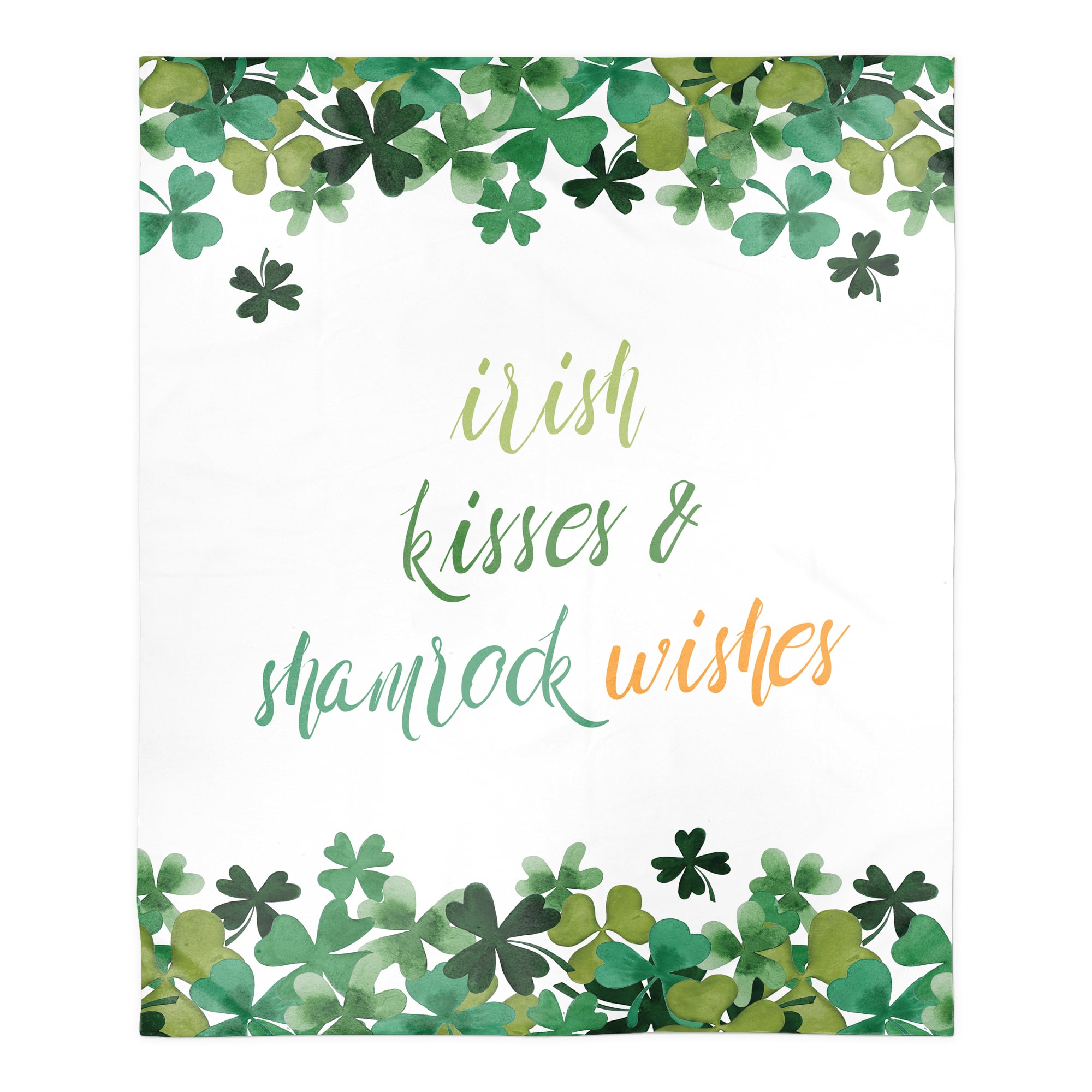 Irish Kisses Shamrock Wishes Blanket 50" x 60" Sherpa Fleece Blanket