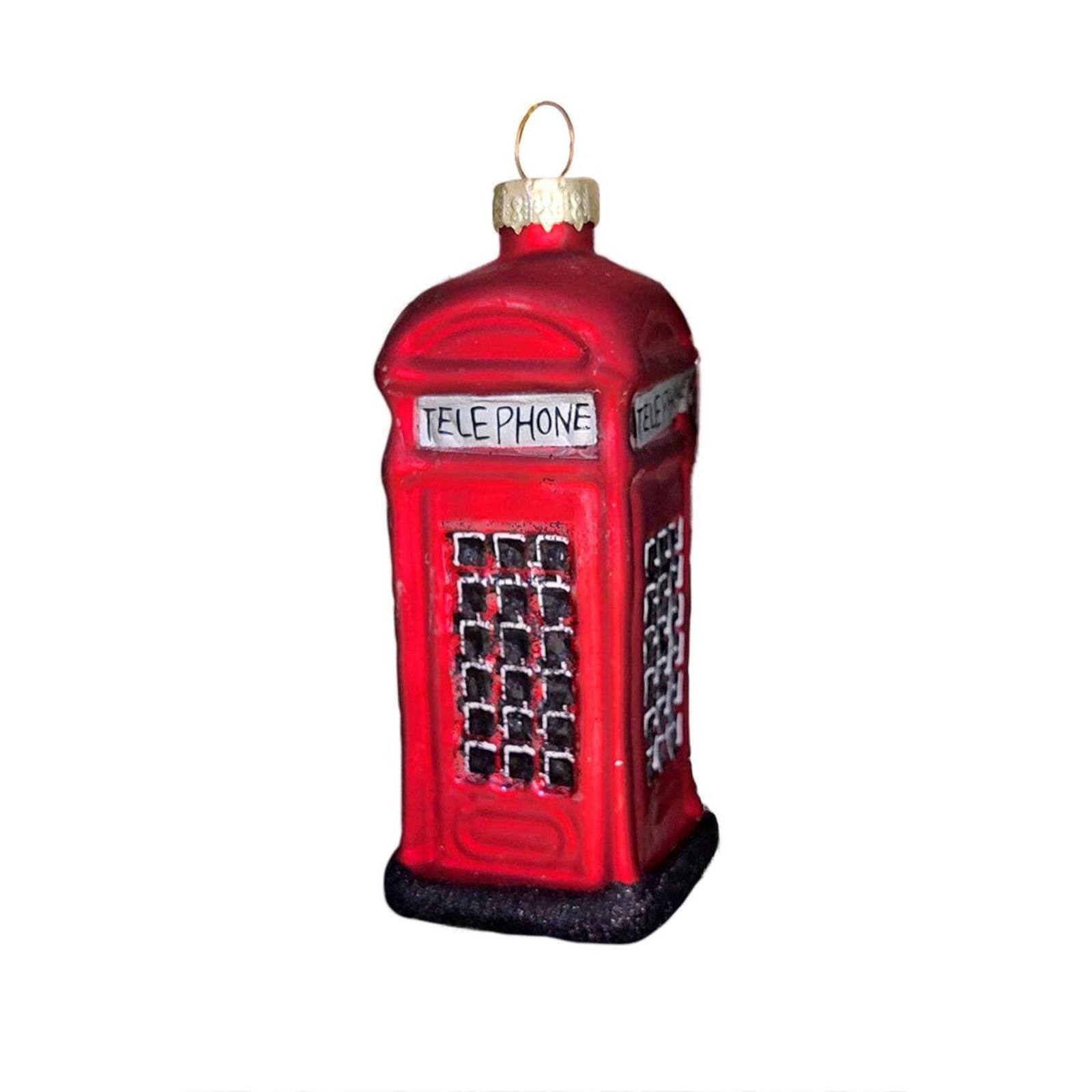 Wizardi 8.27" x 11.81" Red Phone Booth Christmas Glass Ornament