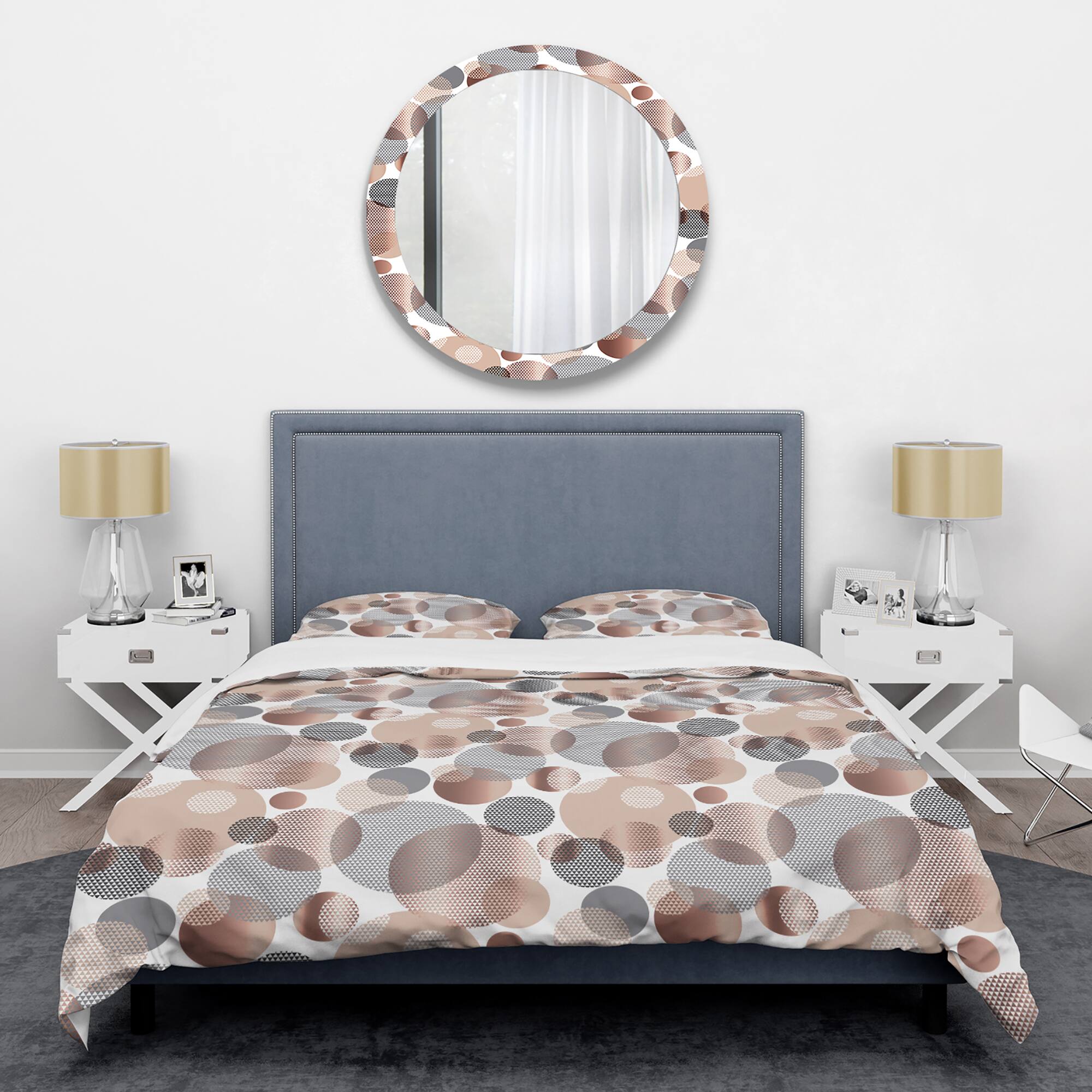 Designart 'Circular Abstract Retro Geometric XIII' Mid-Century Duvet Cover Set
