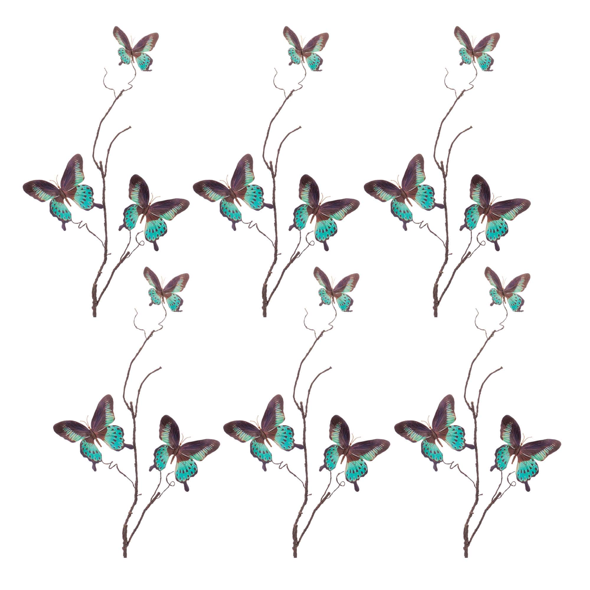 31.25" Blue & Black Butterfly Twig Sprays, 6ct.