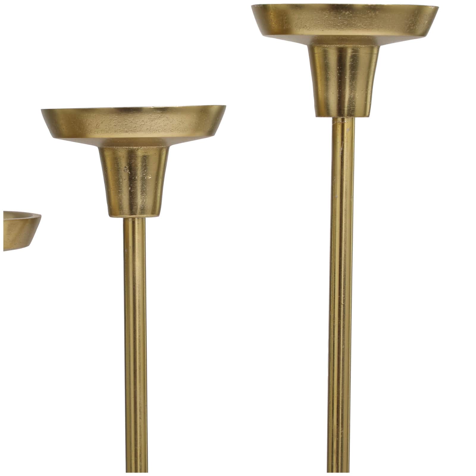 Gold Aluminum Slim Candle Holder with White Marble Base Set