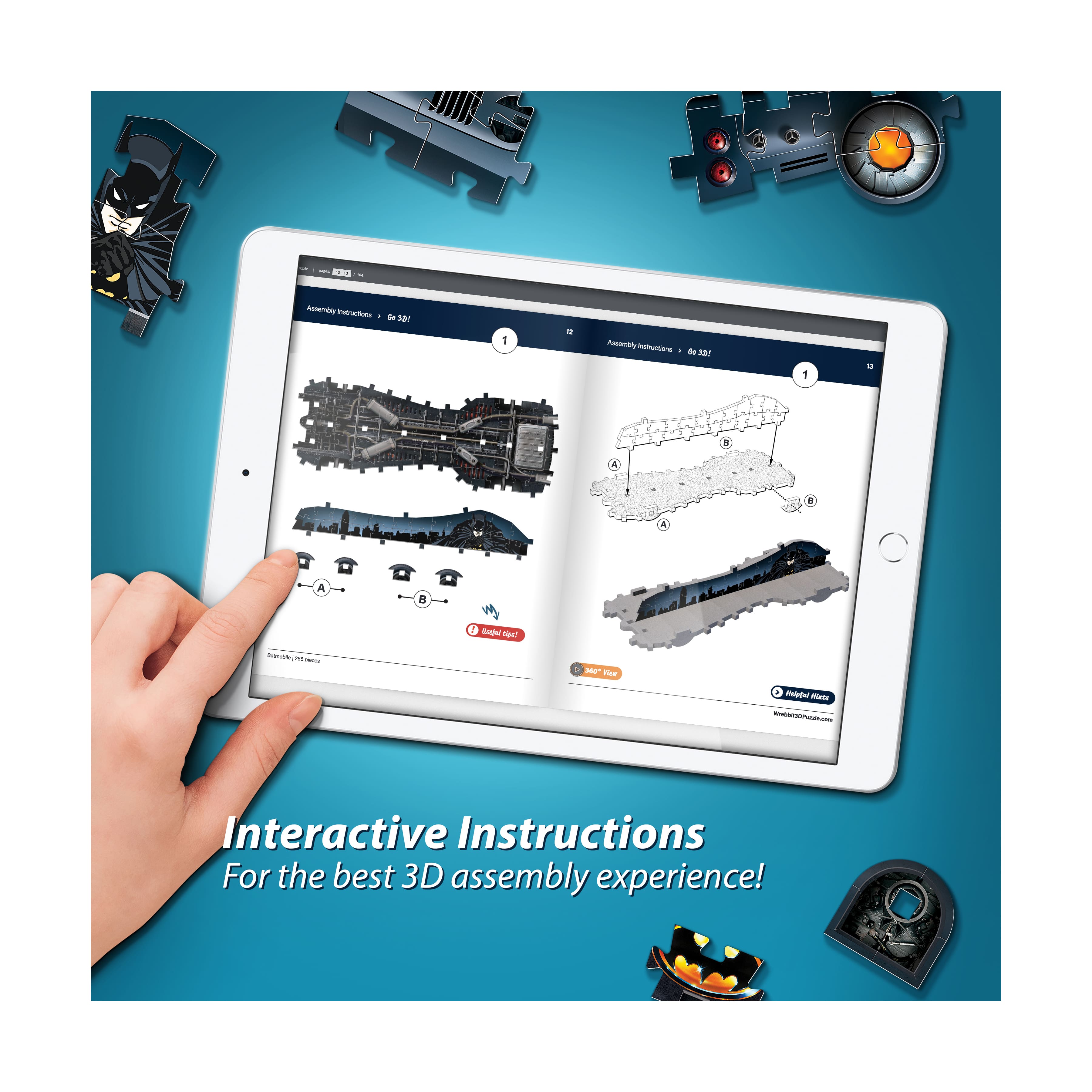 DC Batman - Batmobile 3D Jigsaw Puzzle: 255 Pcs