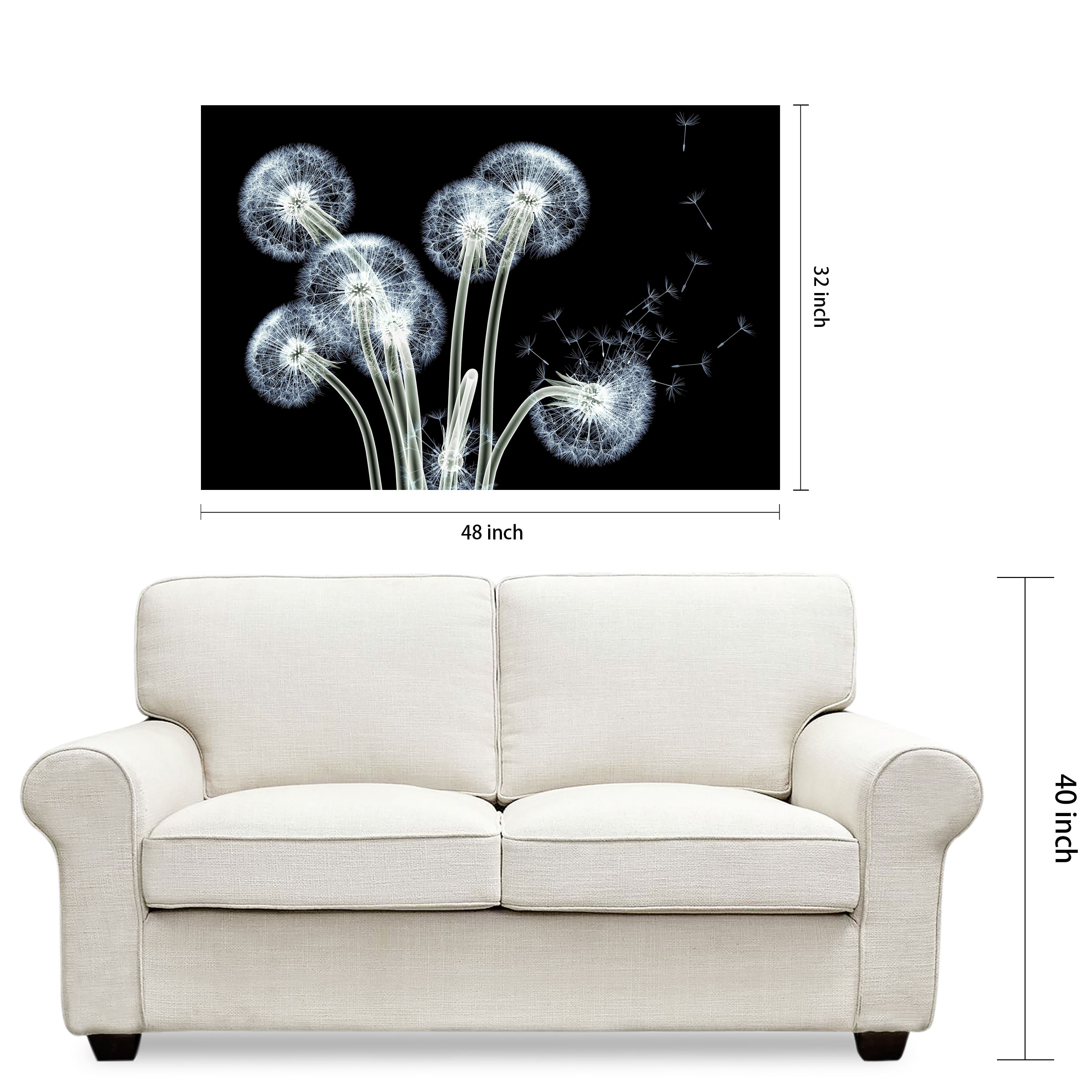 Empire Art Direct 48" x 38" 3D Dancing Dandelions Frameless Free Floating Printed Tempered Glass Wall Art