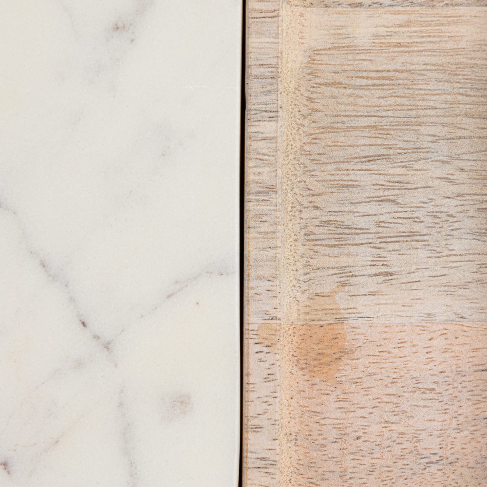 Hello Honey® 13.5" White Marble & Wood Cutting Board on a Dish