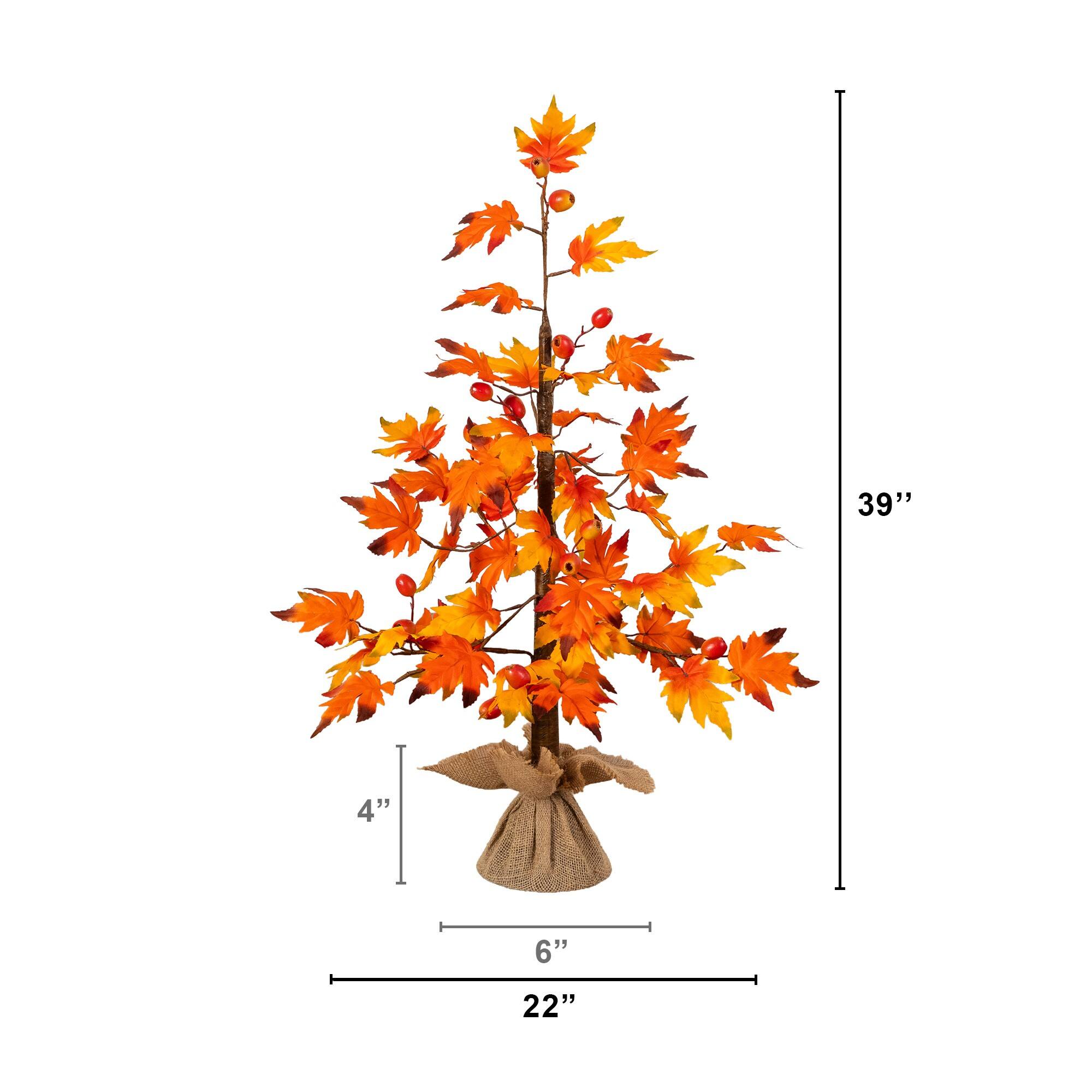 3ft. Autumn Maple Artificial Fall Tree with Berries in Burlap Wrapped Base