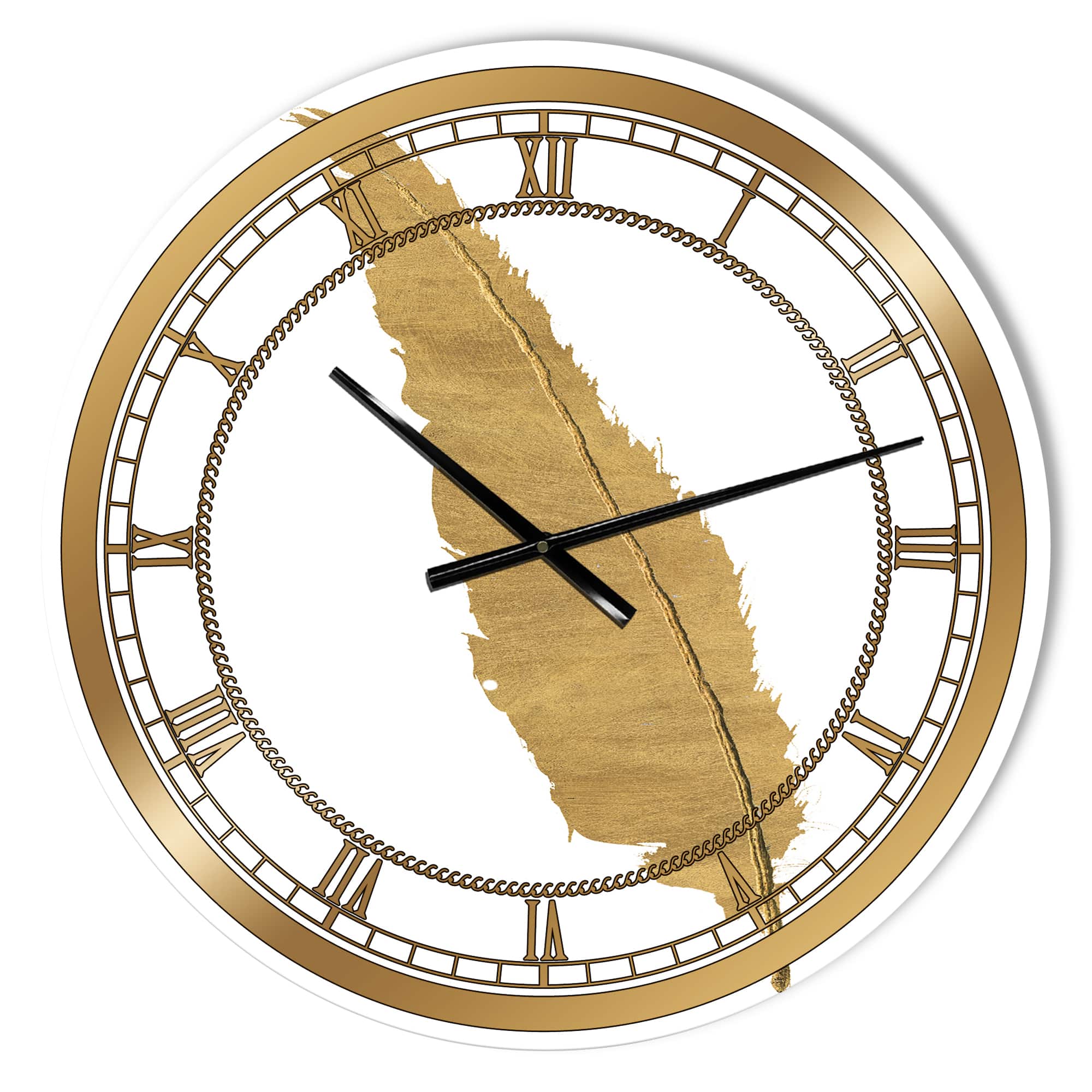 Designart Pure Gold Feather I Glam Wall Clock