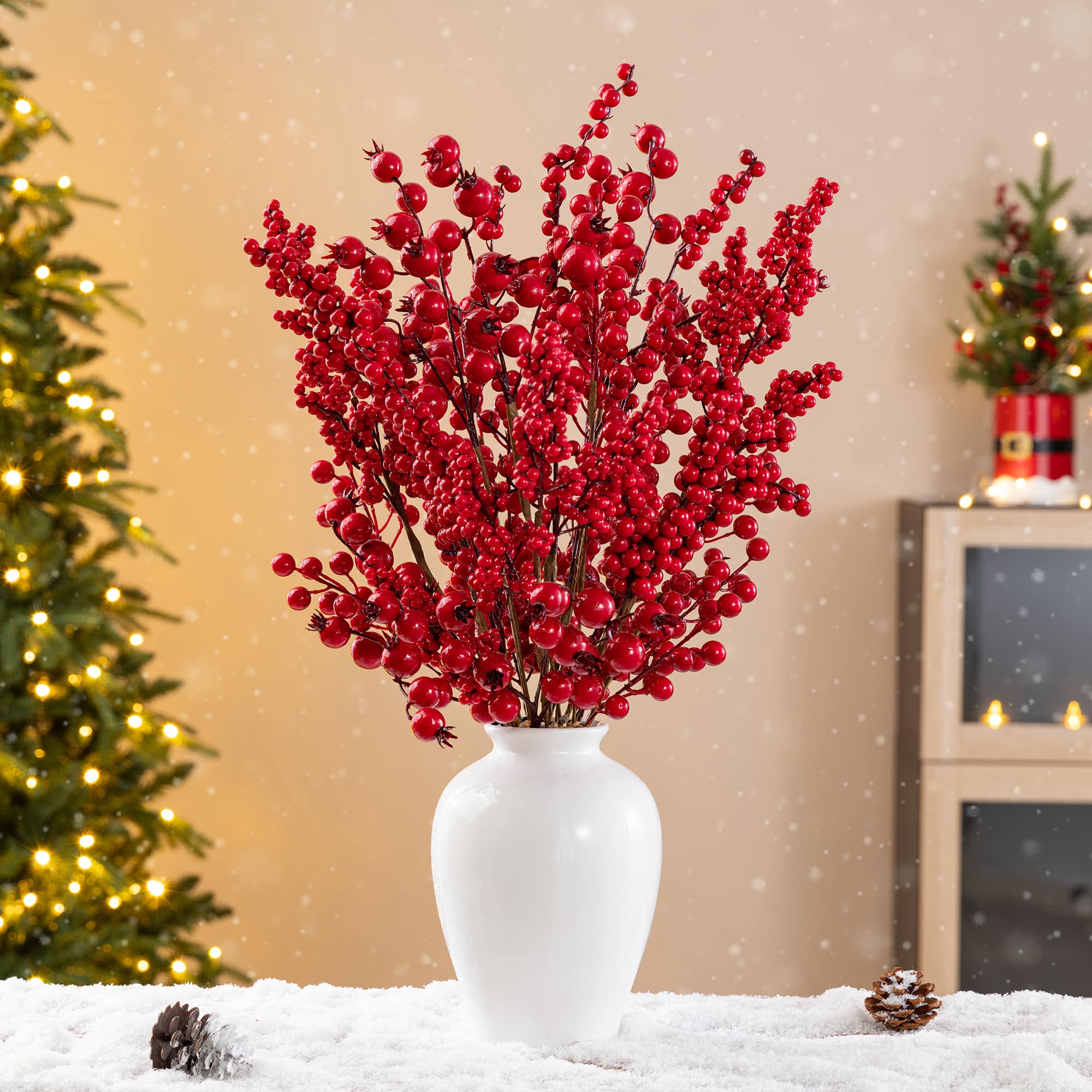 Glitzhome® 24" Christmas Berry Vase Centerpiece