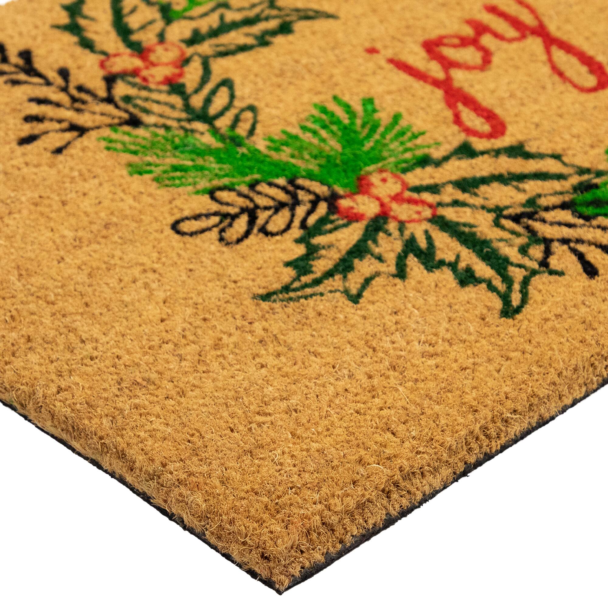 30" Joy Wreath Natural Coir Christmas Doormat