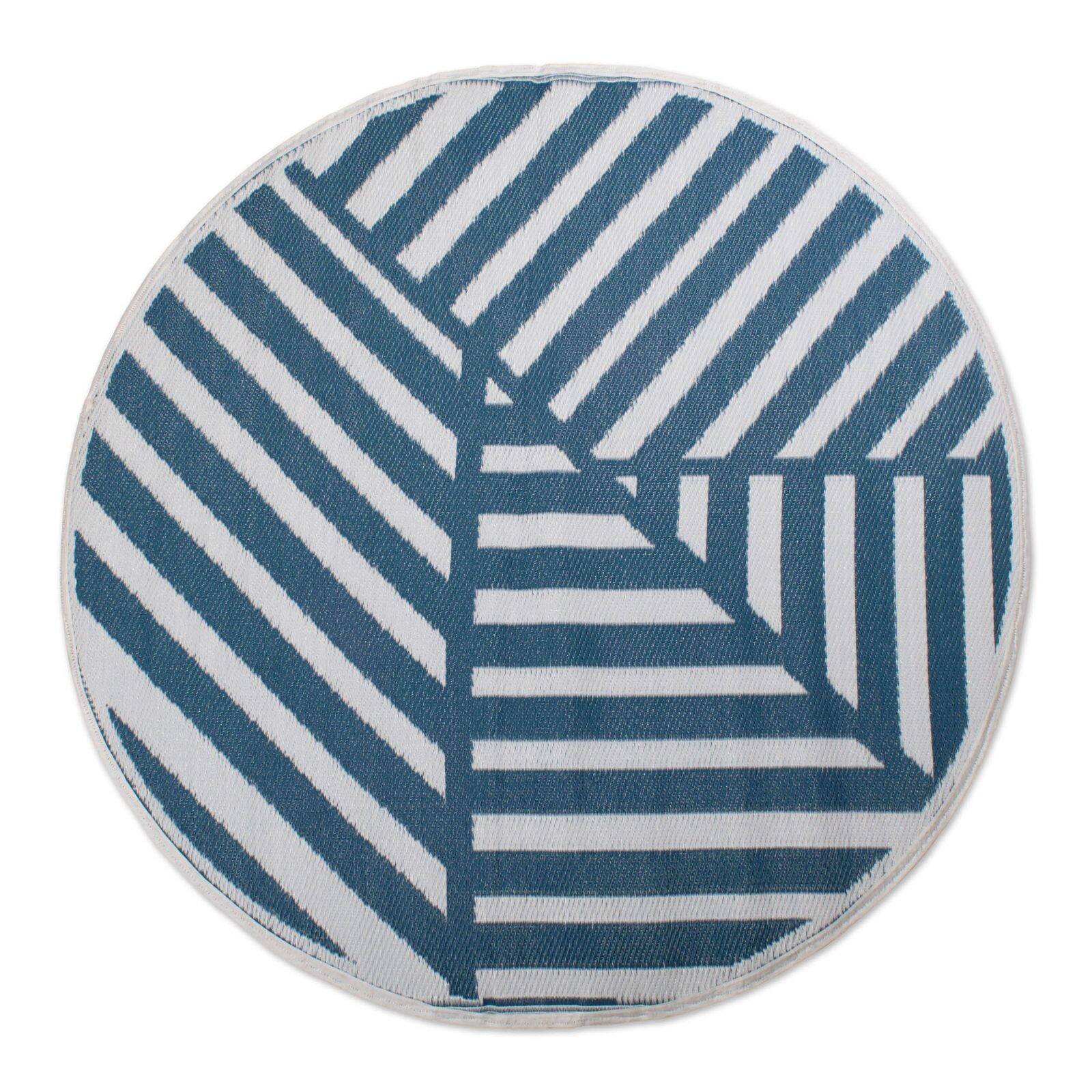 DII® Round Blue Geometric Outdoor Rug, 5ft.