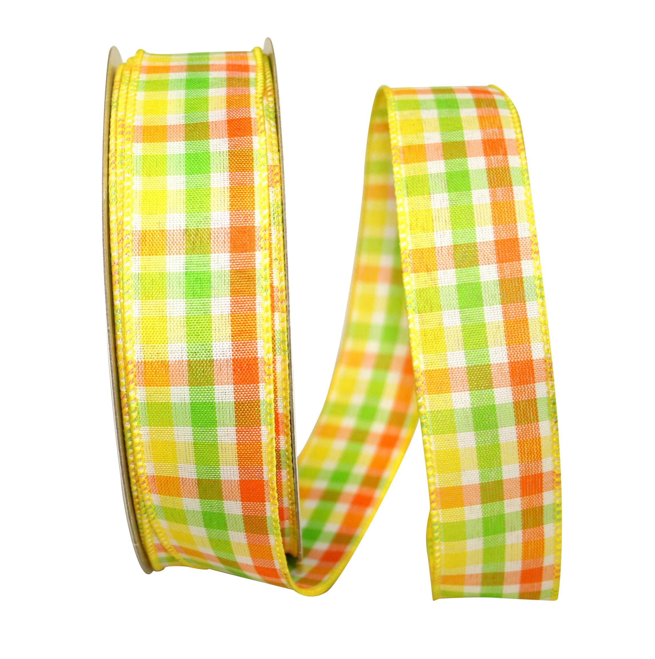 JAM Paper 1.5" x 50yd. Everyday Plaid Comb. 2 Value Wired Ribbon