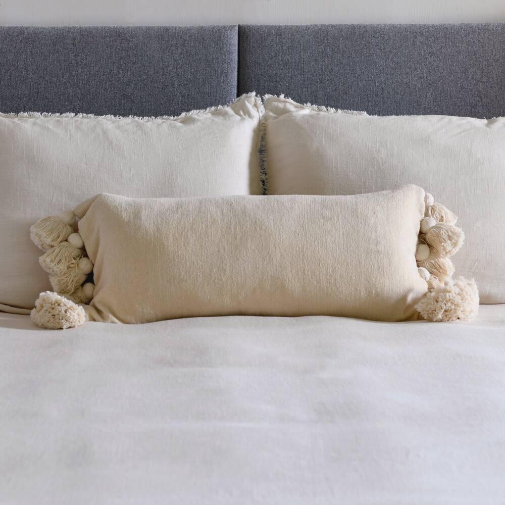 Hello Honey® Cream Chenille Lumbar Pillow with Tassels