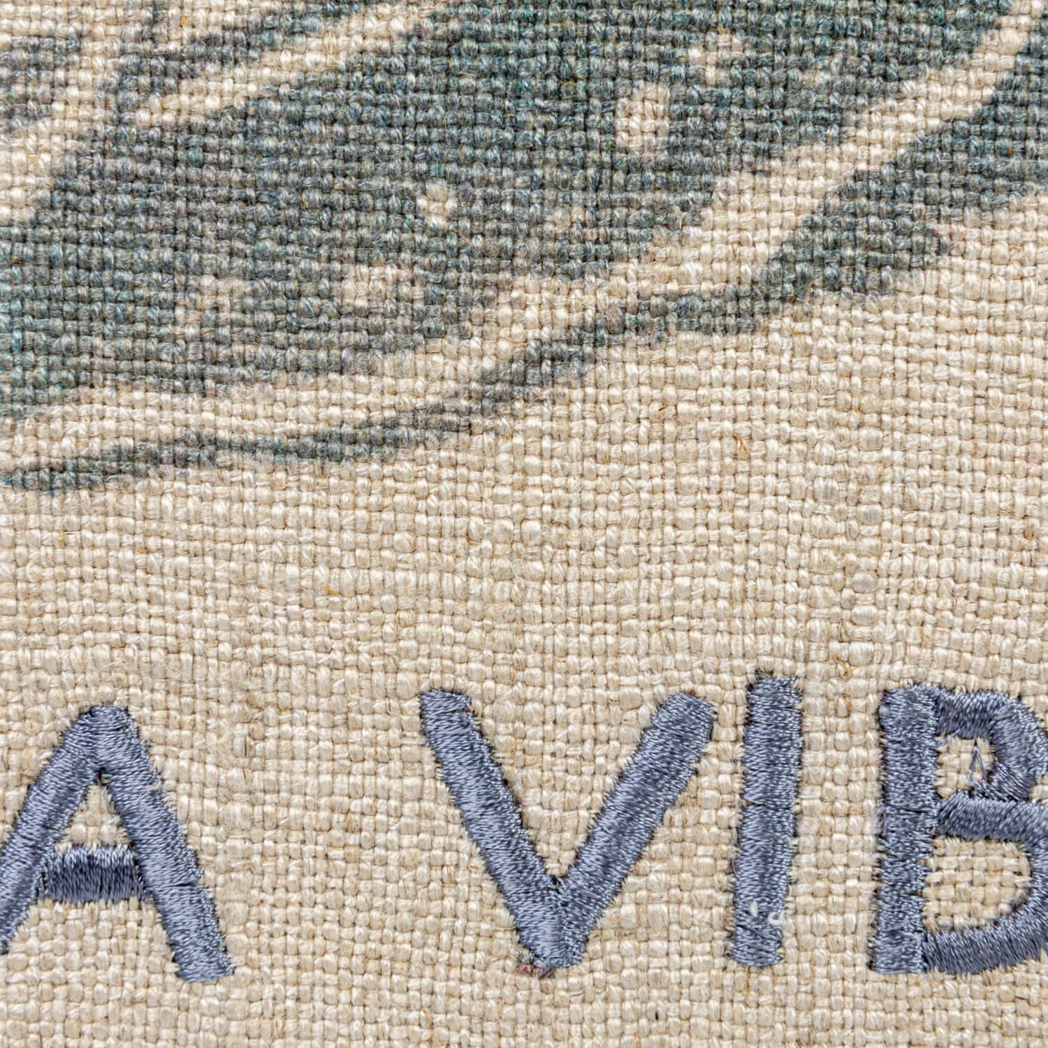 Hello Honey® Natural & Gray Snail "It's a Vibe" Embroidered Linen Blend Pillow