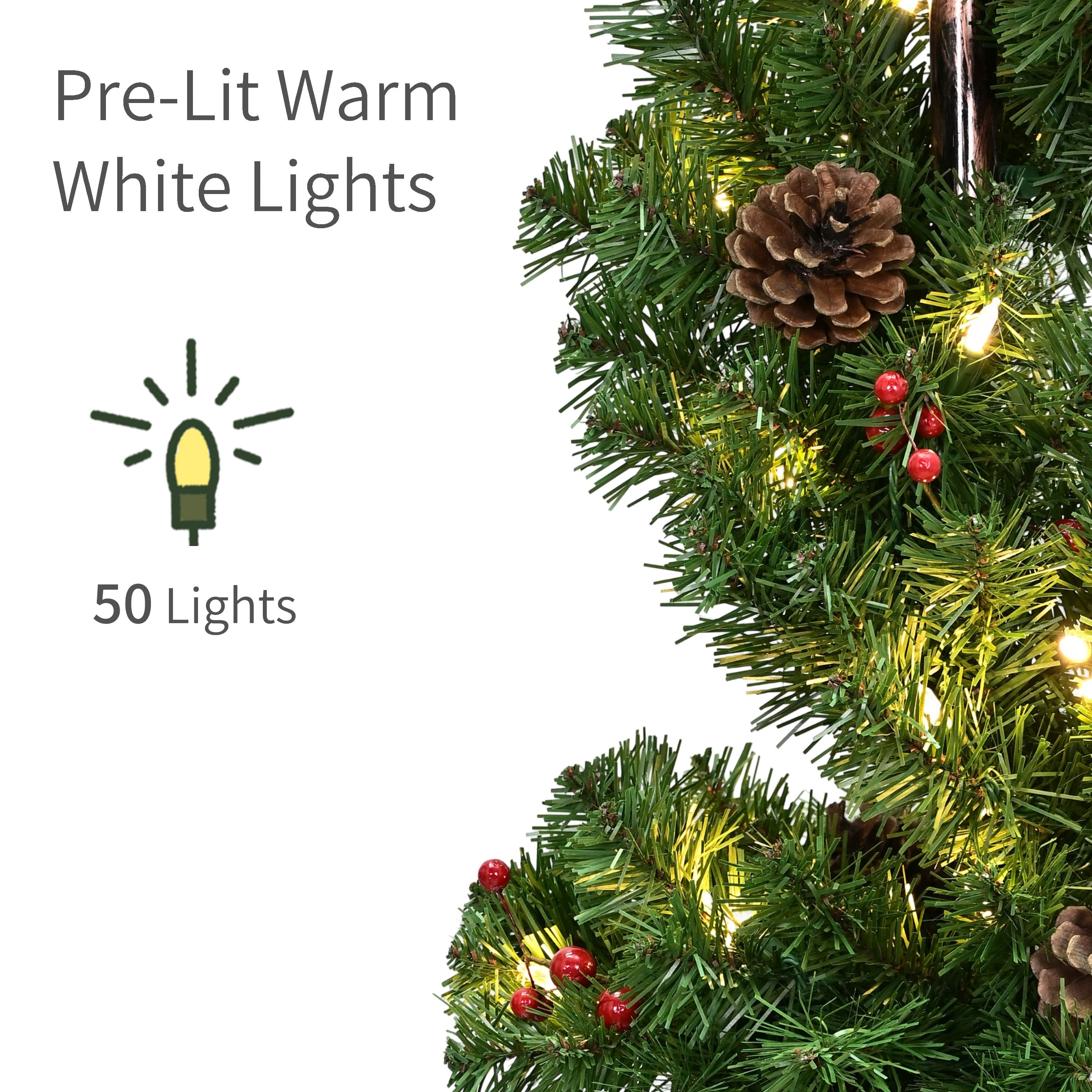 Puleo International 4ft. Pre-Lit Artificial Lamp Post Trees with Decorative Plastic Base, 2ct.