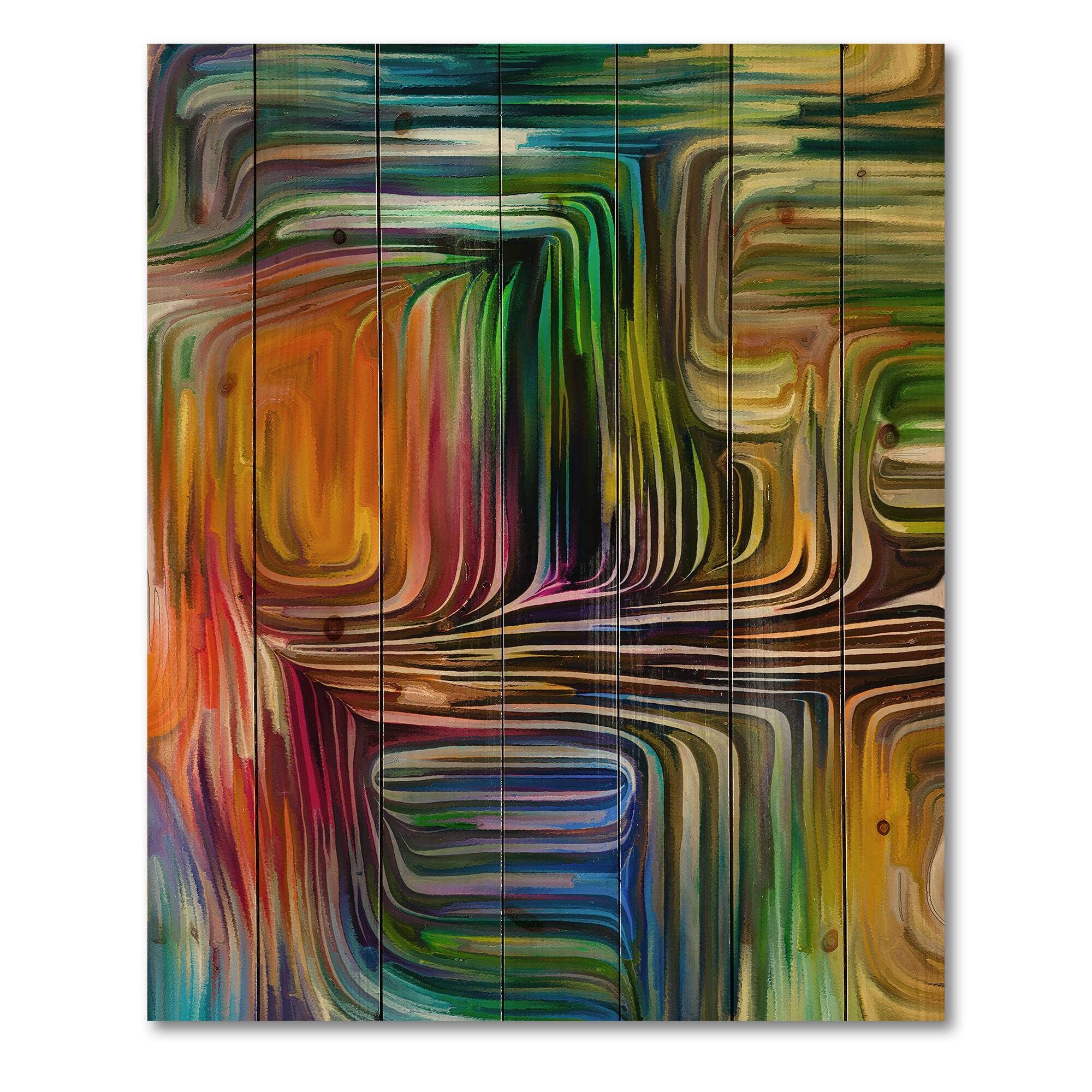 Designart - Colour Fusion III - Modern Print on Natural Pine Wood