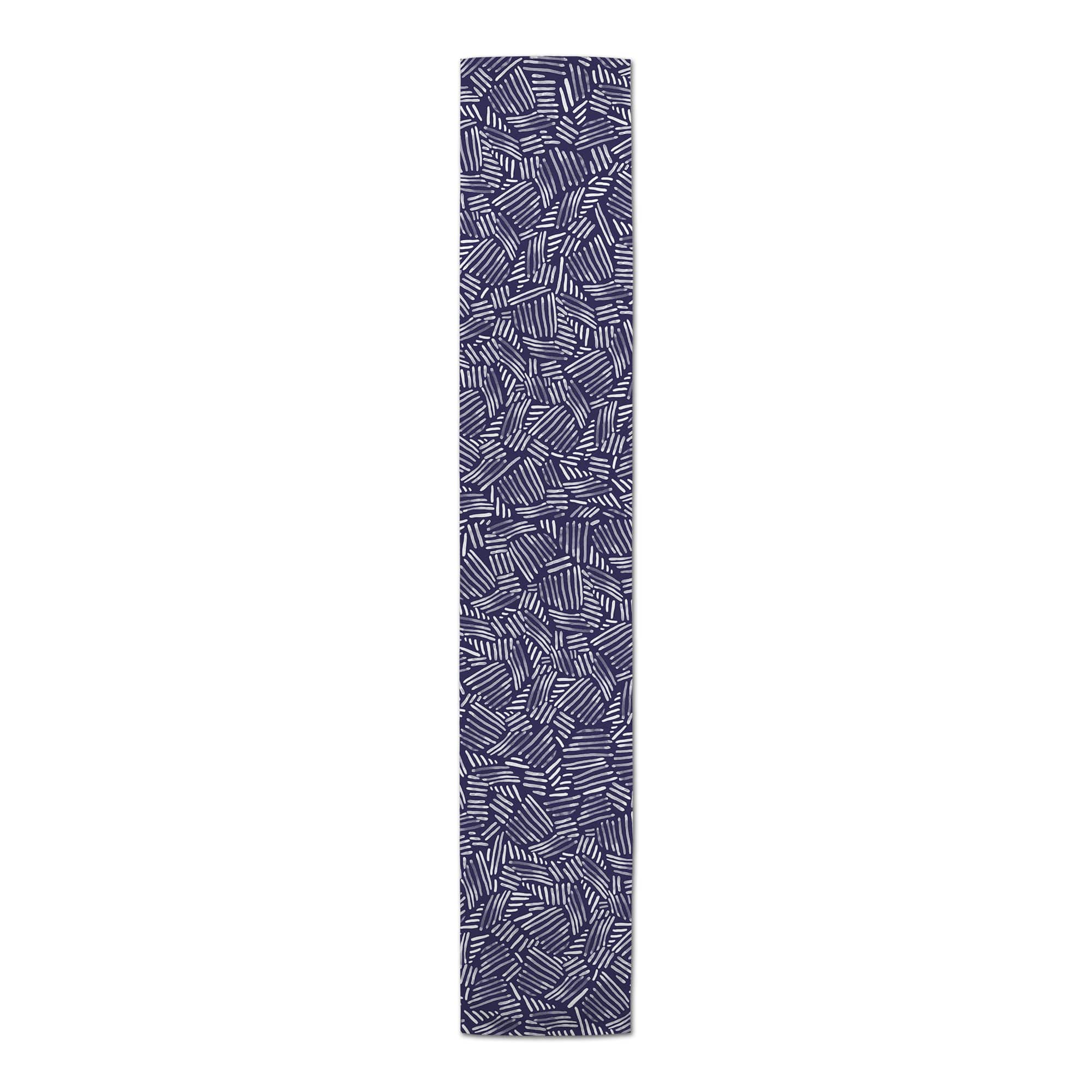 Navy Watercolor Hash Line Outdoor Table Runner