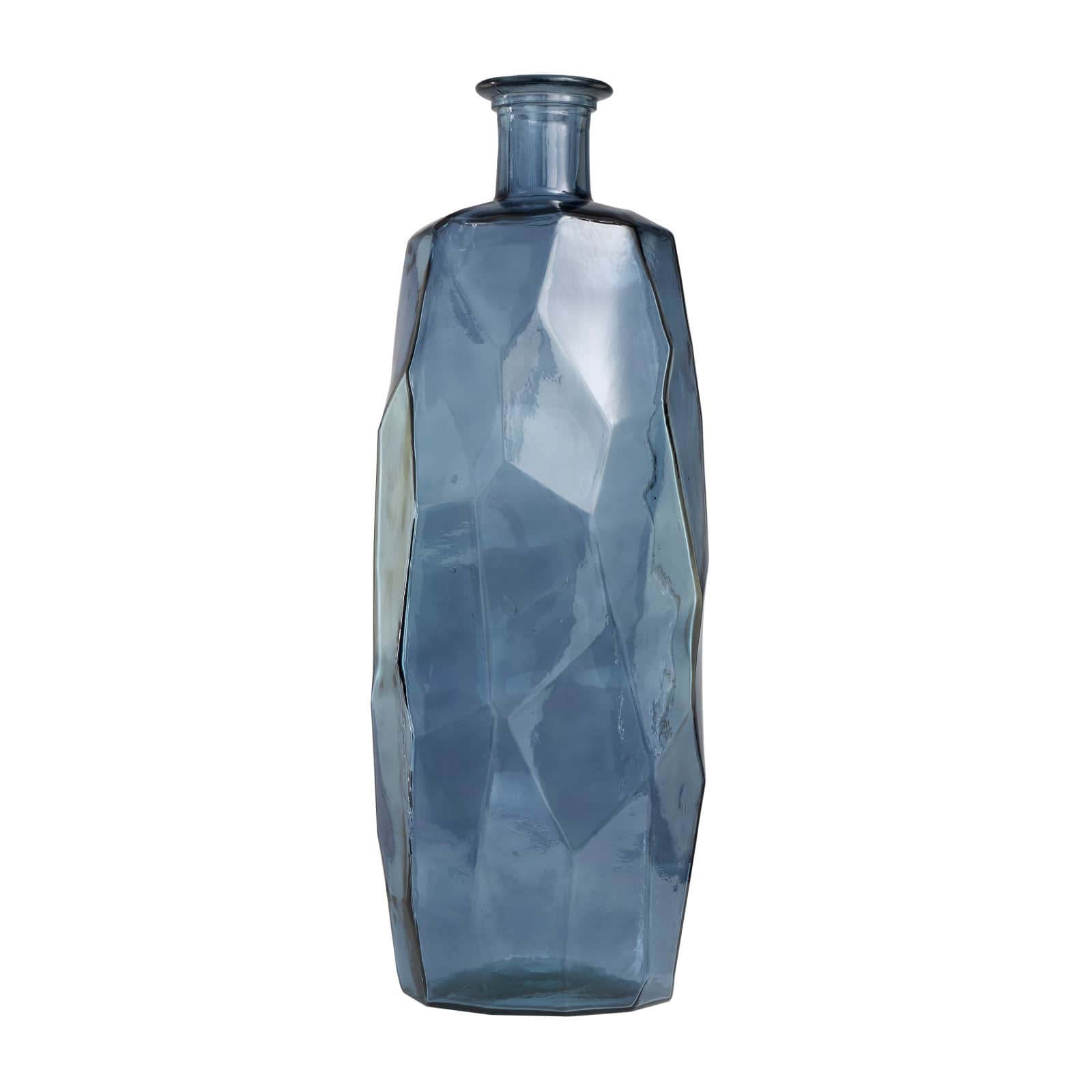 29" Blue Recycled Glass Tall Spanish Bottleneck Vase