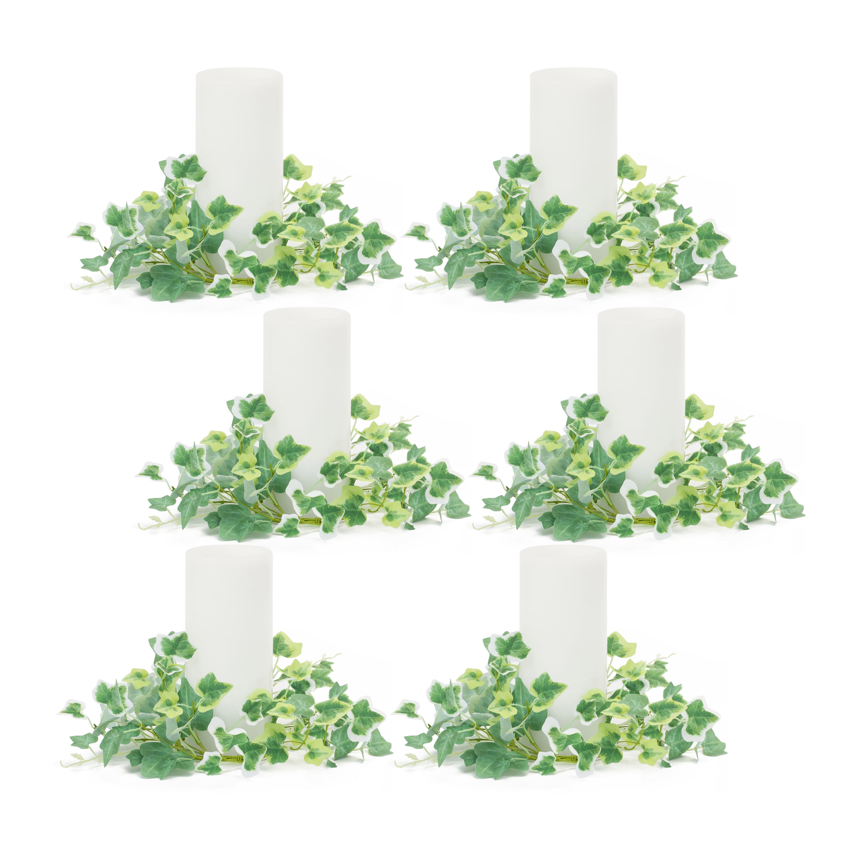 10.25" Green Mixed Ivy Candle Rings, 6ct.