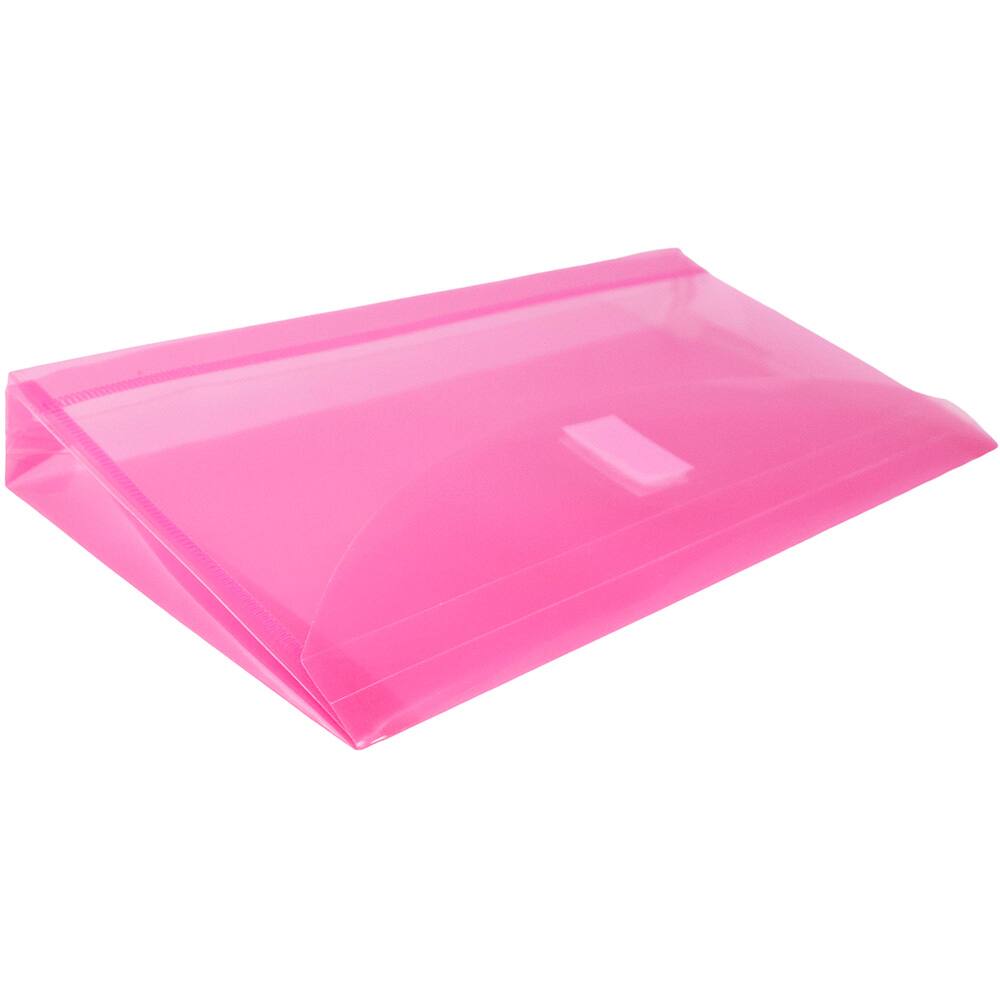 JAM Paper Fuchsia Pink Clear Pencil Pouches with Hook & Loop Closure, 12ct.